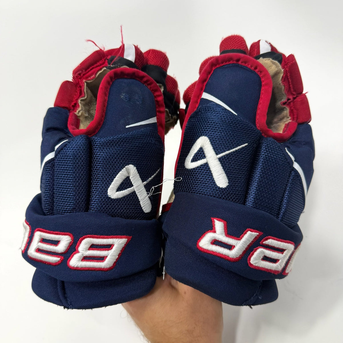 Used Blue Red White Bauer Hyperlite Gloves | 12" | AB807