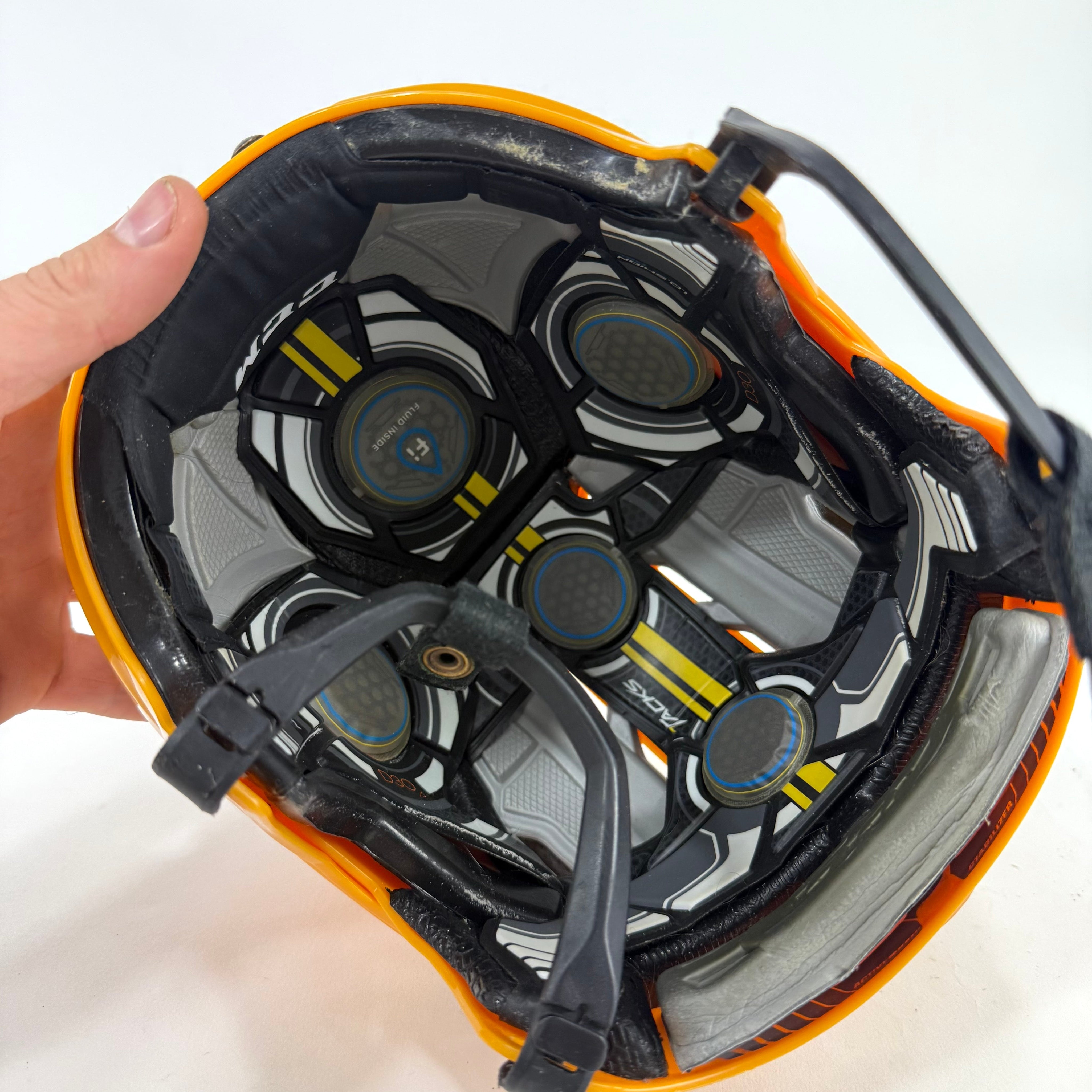 Used Sunflower Yellow CCM Tacks 910 Helmet | Small | E504