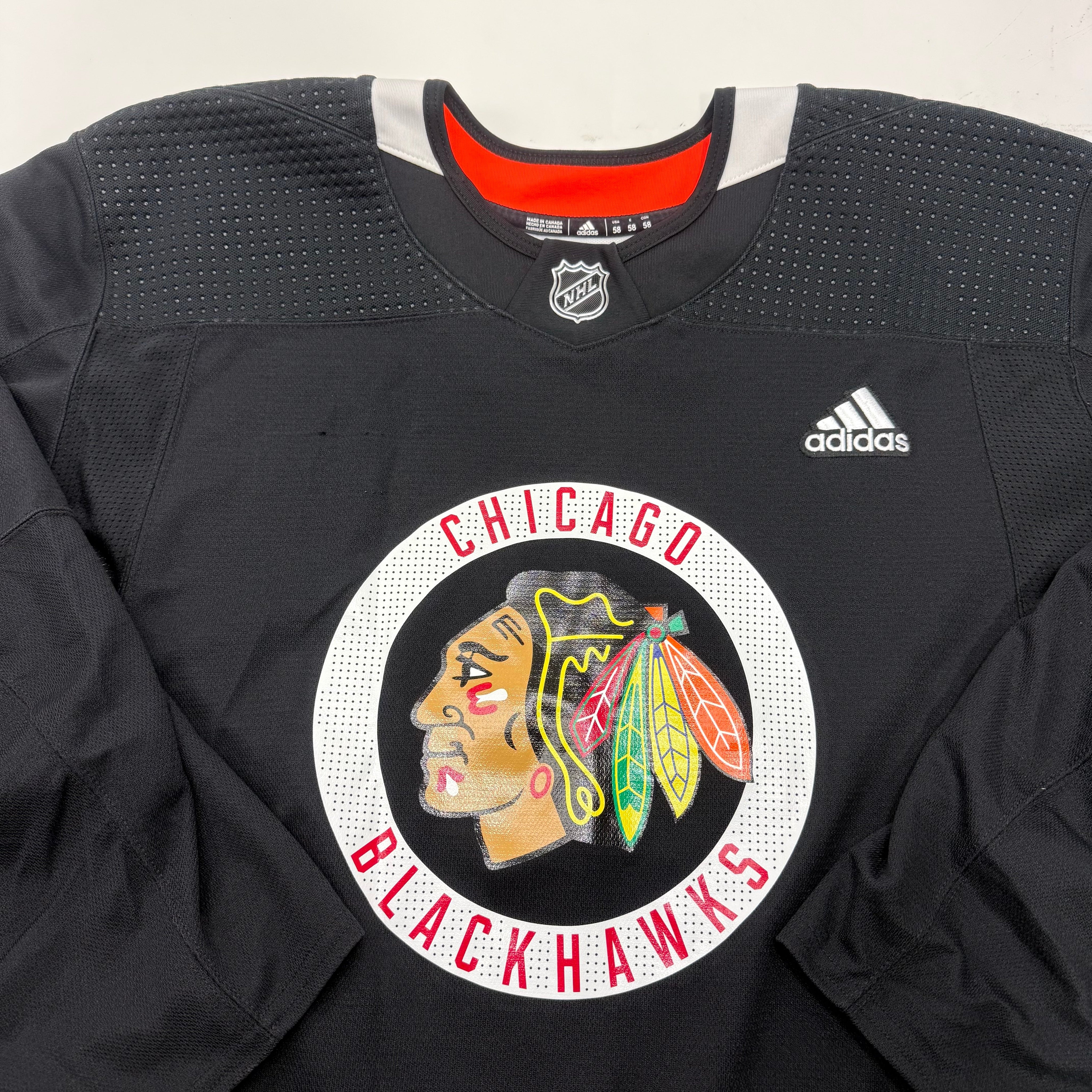 Used Black Chicago Blackhawks Adidas MIC Practice Jersey | Size 58 - Top Flight Hockey