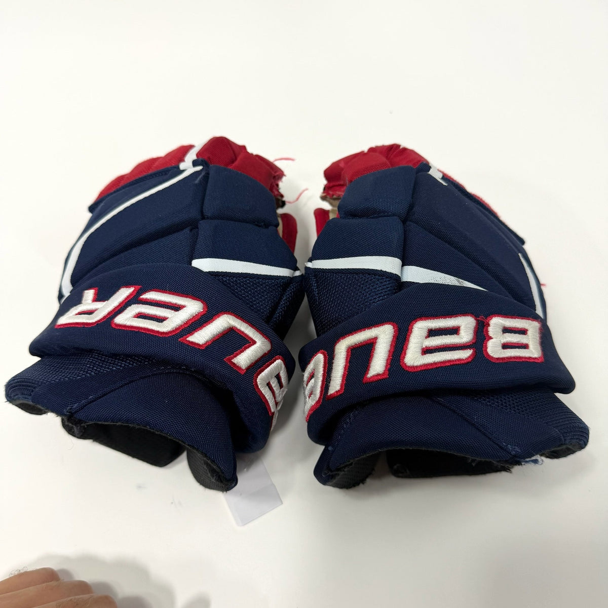 Used Blue Red White Bauer Hyperlite Gloves | 12" | AB807