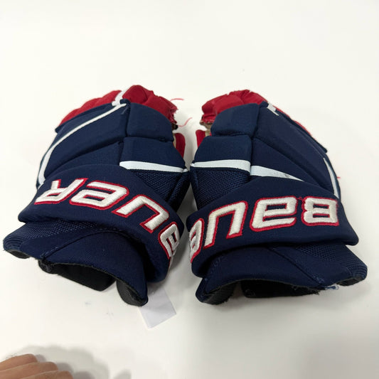 Used Blue Red White Bauer Hyperlite Gloves | 12" | AB807