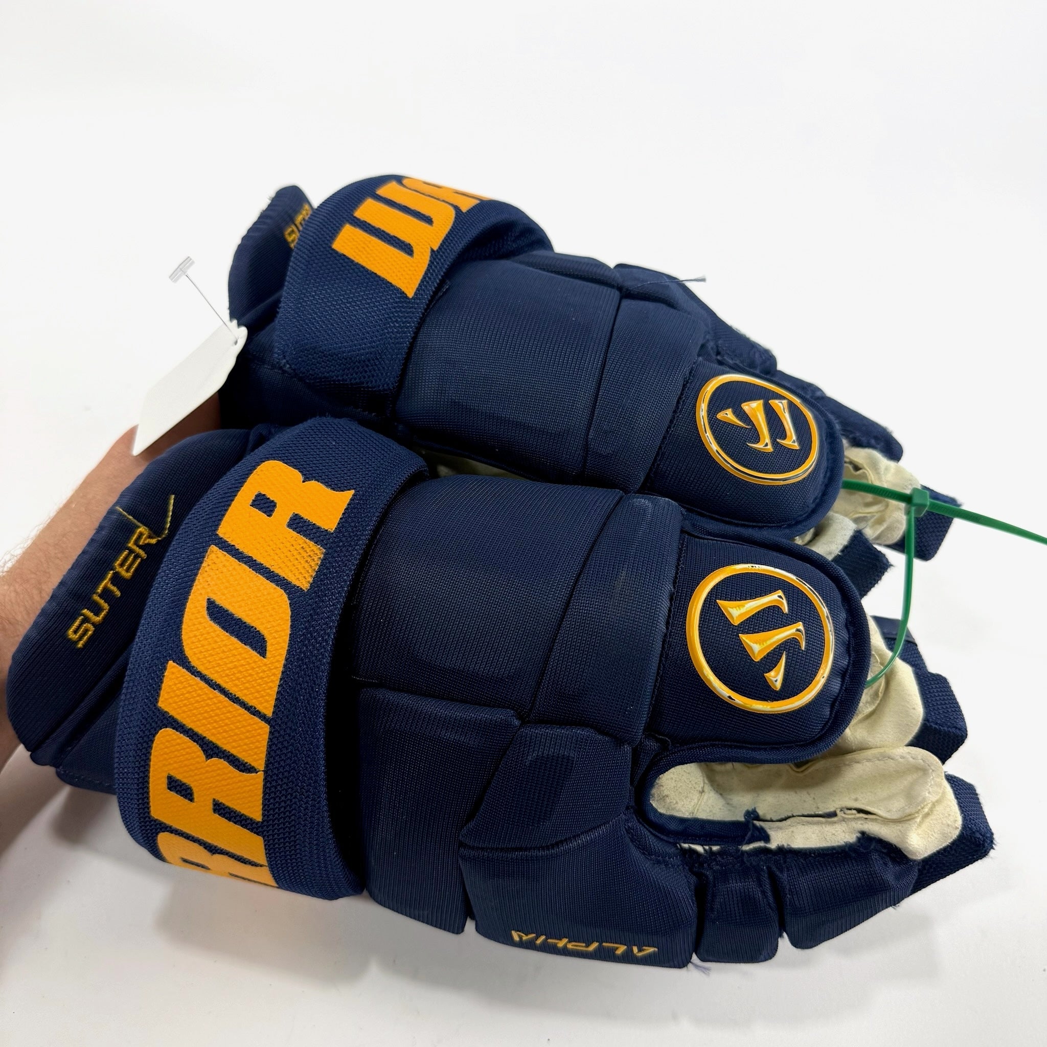 Used Navy STL Blues Warrior Alpha DX Pro Gloves | 14" | Suter | D169 - Top Flight Hockey