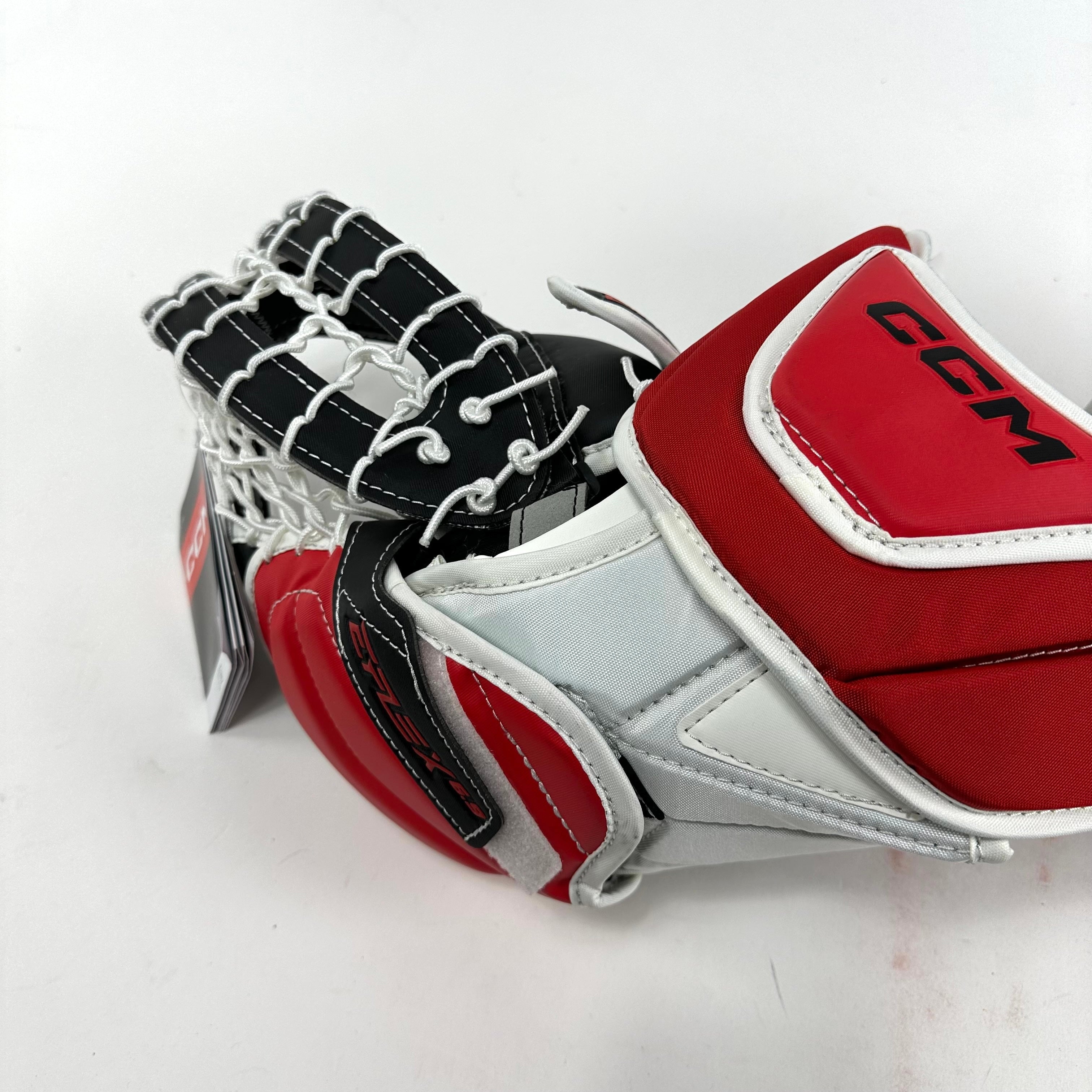 Brand New CCM 6.9 White, Red, and Black Glove and Blocker - Intermediate