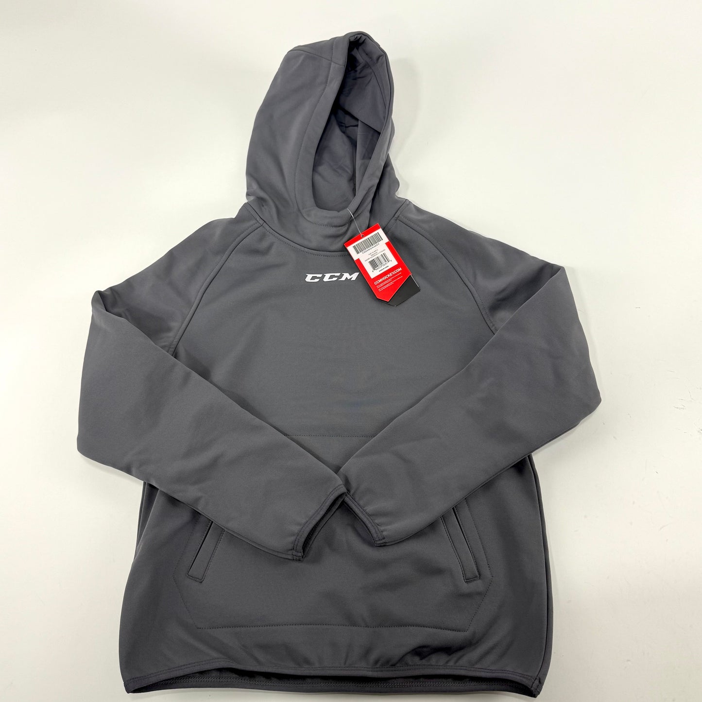 New Grey CCM Youth Pullover Performance Fleece Hoodie | Youth L | #888600283579 - Top Flight Hockey
