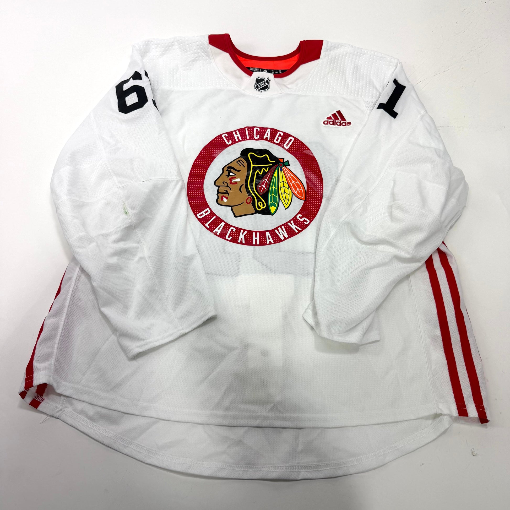 Used White Chicago Blackhawks Adidas MIC Practice Jersey | Size 56 | Olson #61 - Top Flight Hockey