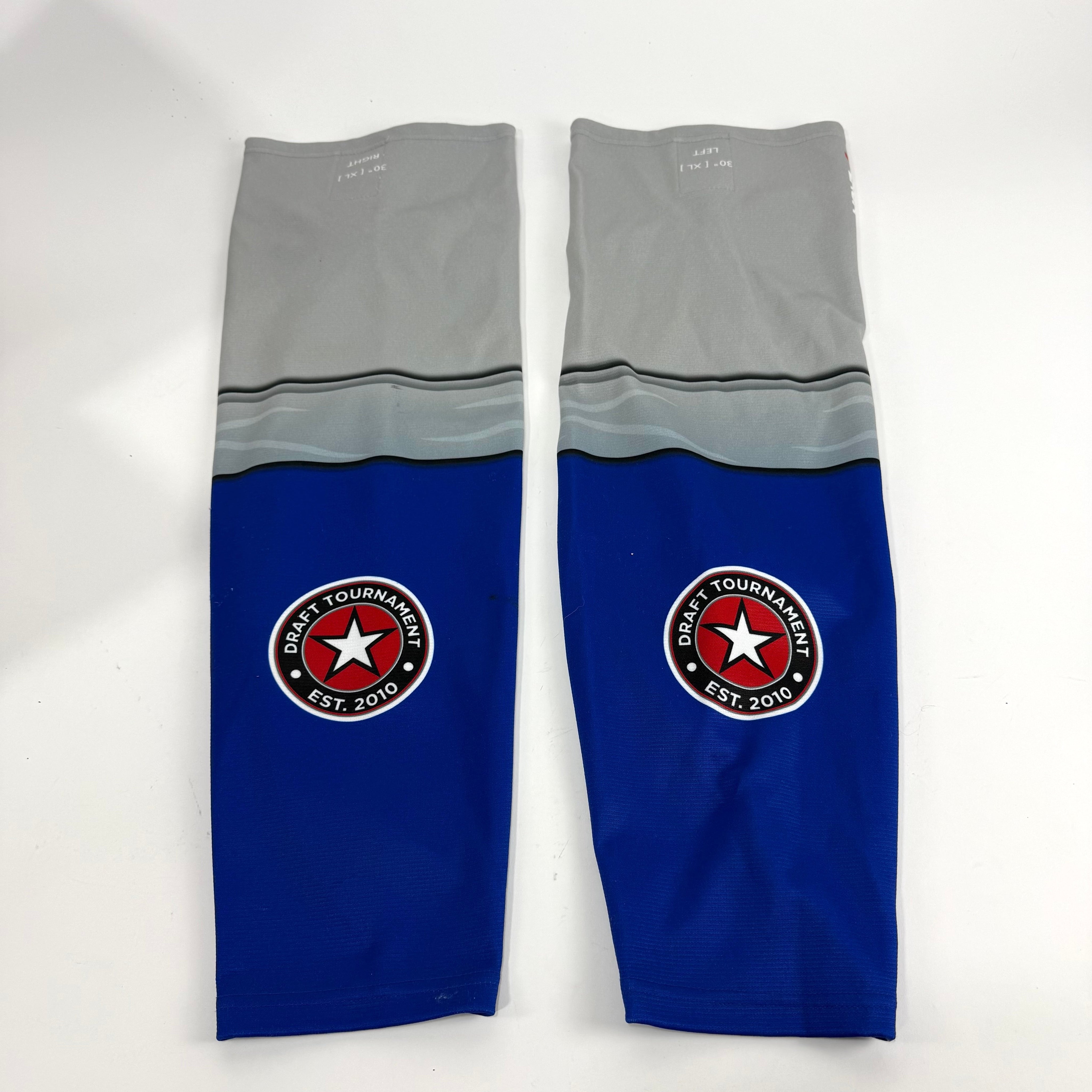 Used Royal and Grey Socks With Velcro | 30" - Top Flight Hockey