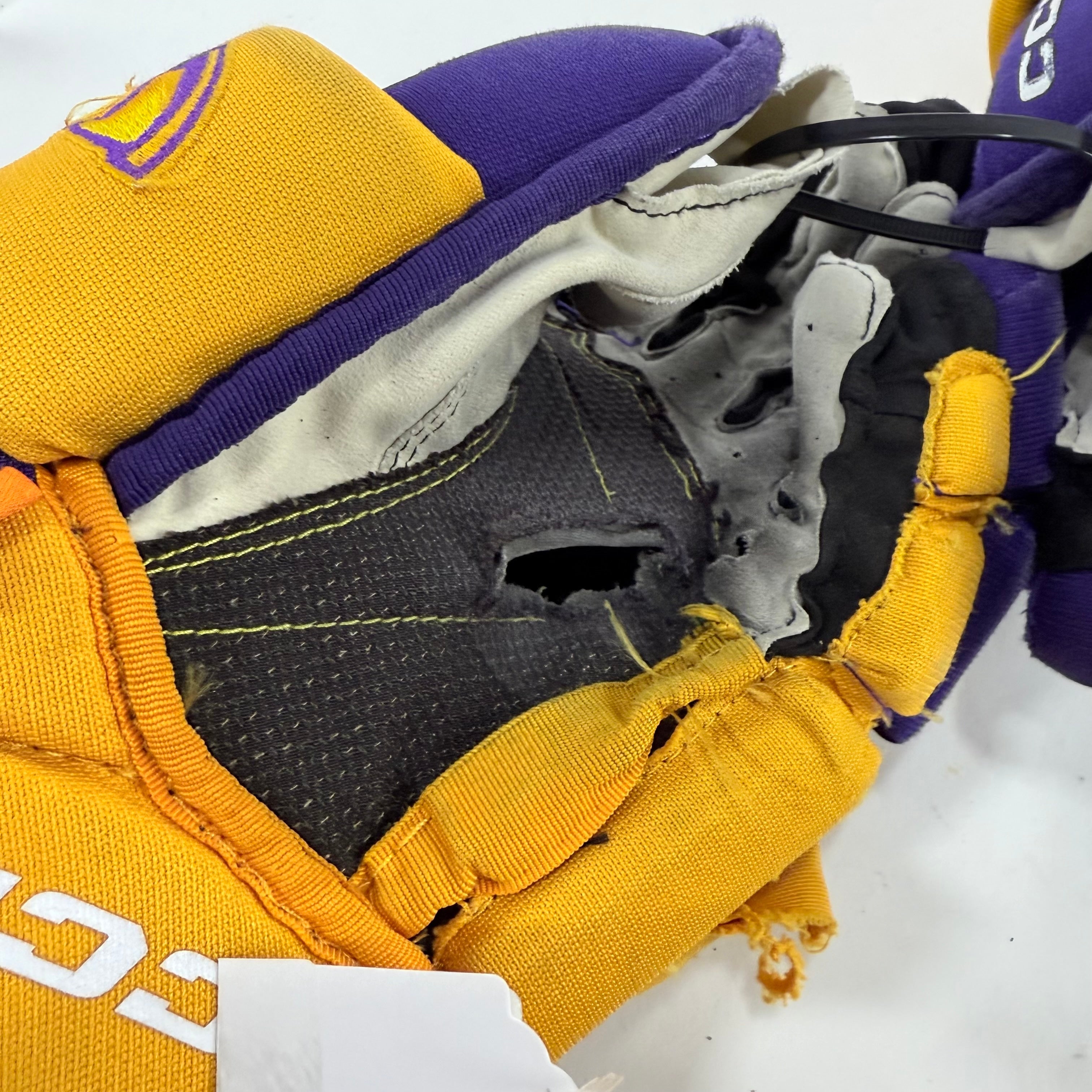 Used Yellow and Purple CCM Jetspeed Gloves | 14" | E557 - Top Flight Hockey