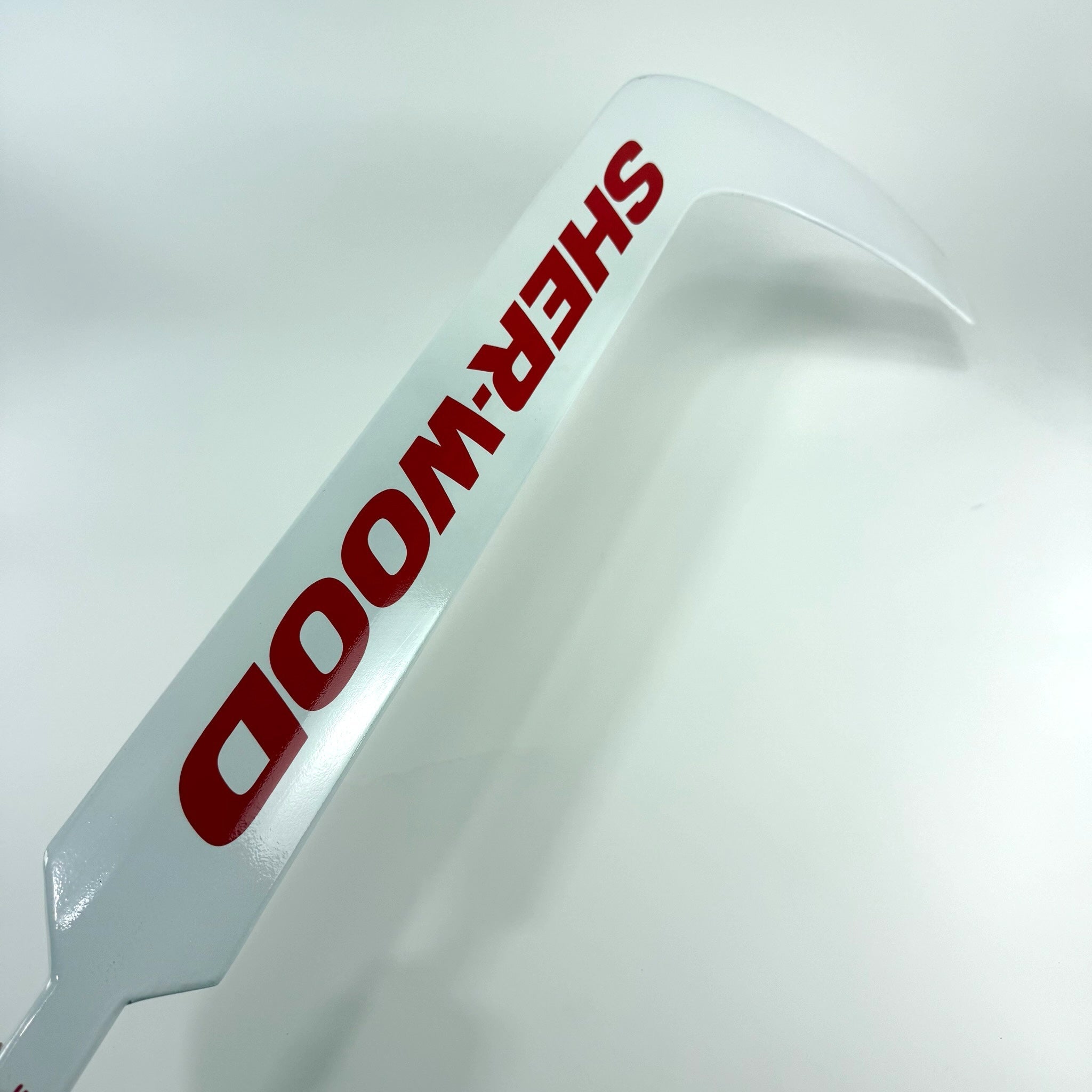 New White Wood Regular Sherwood GS350 Goalie Stick | 25" | Custom Wedge Curve | E381