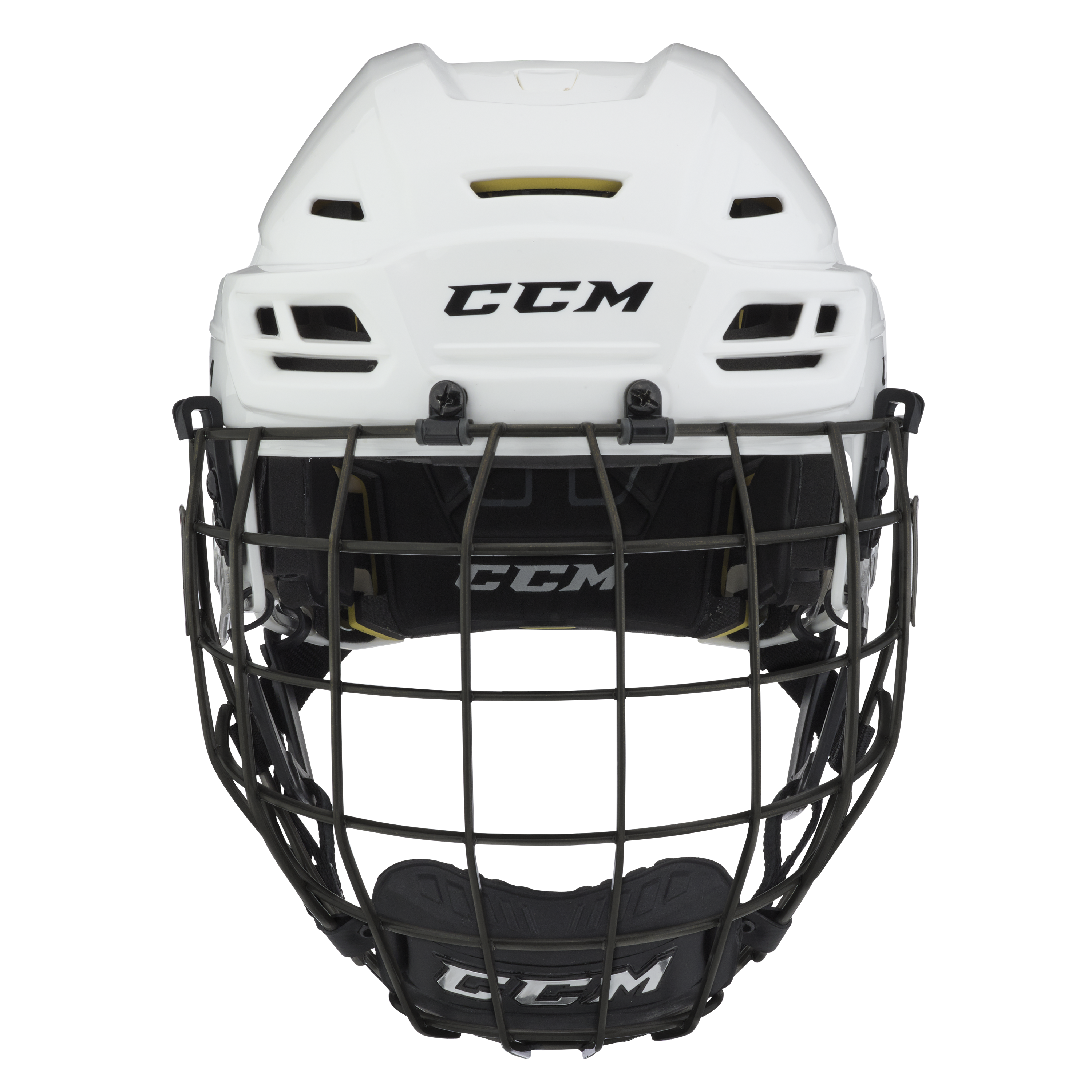 New White Senior Medium CCM Tacks 310 Helmet Cage Combo - Top Flight Hockey