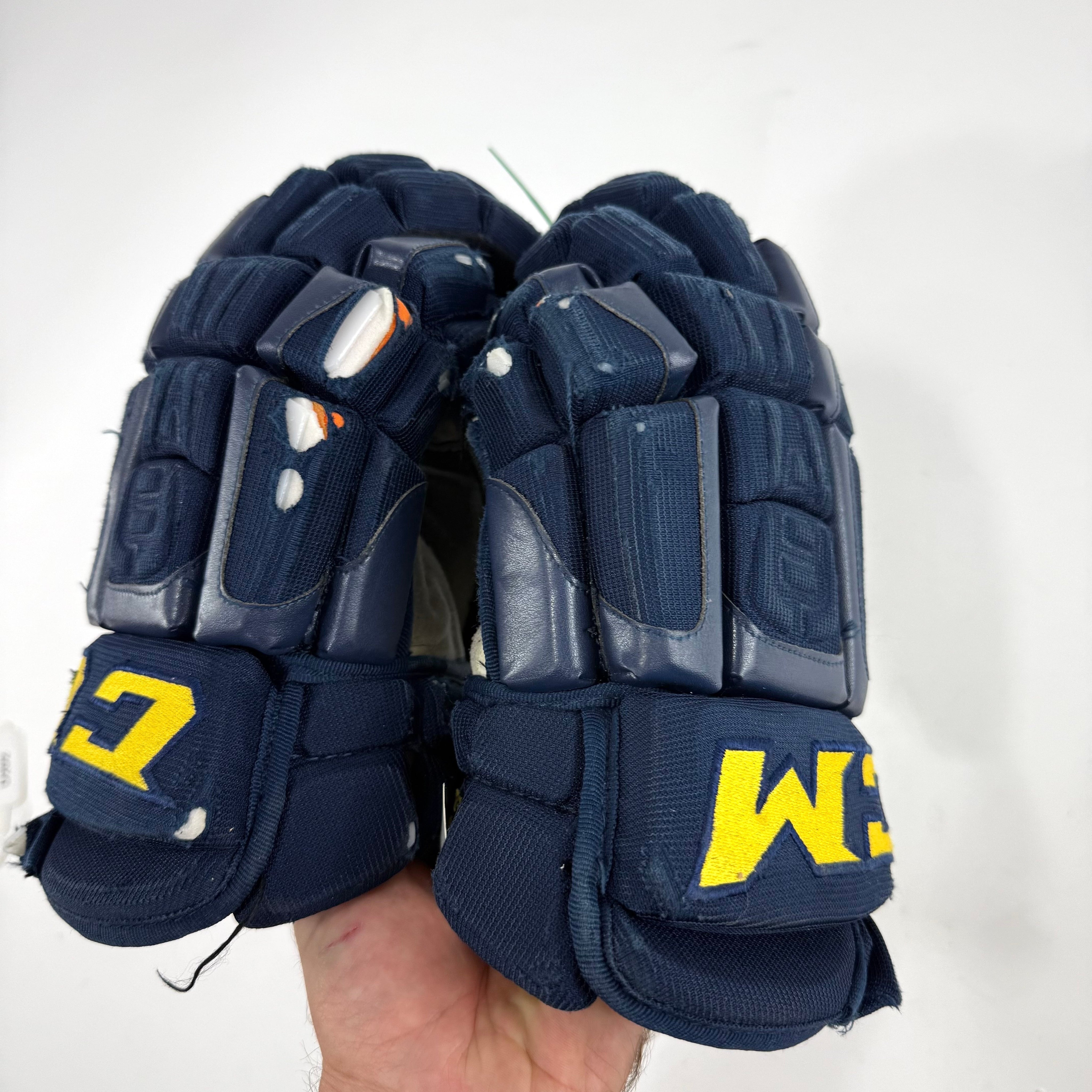 Used Stl Blues Navy CCM HGCL Gloves | 14" | Laferriere | D186 - Top Flight Hockey