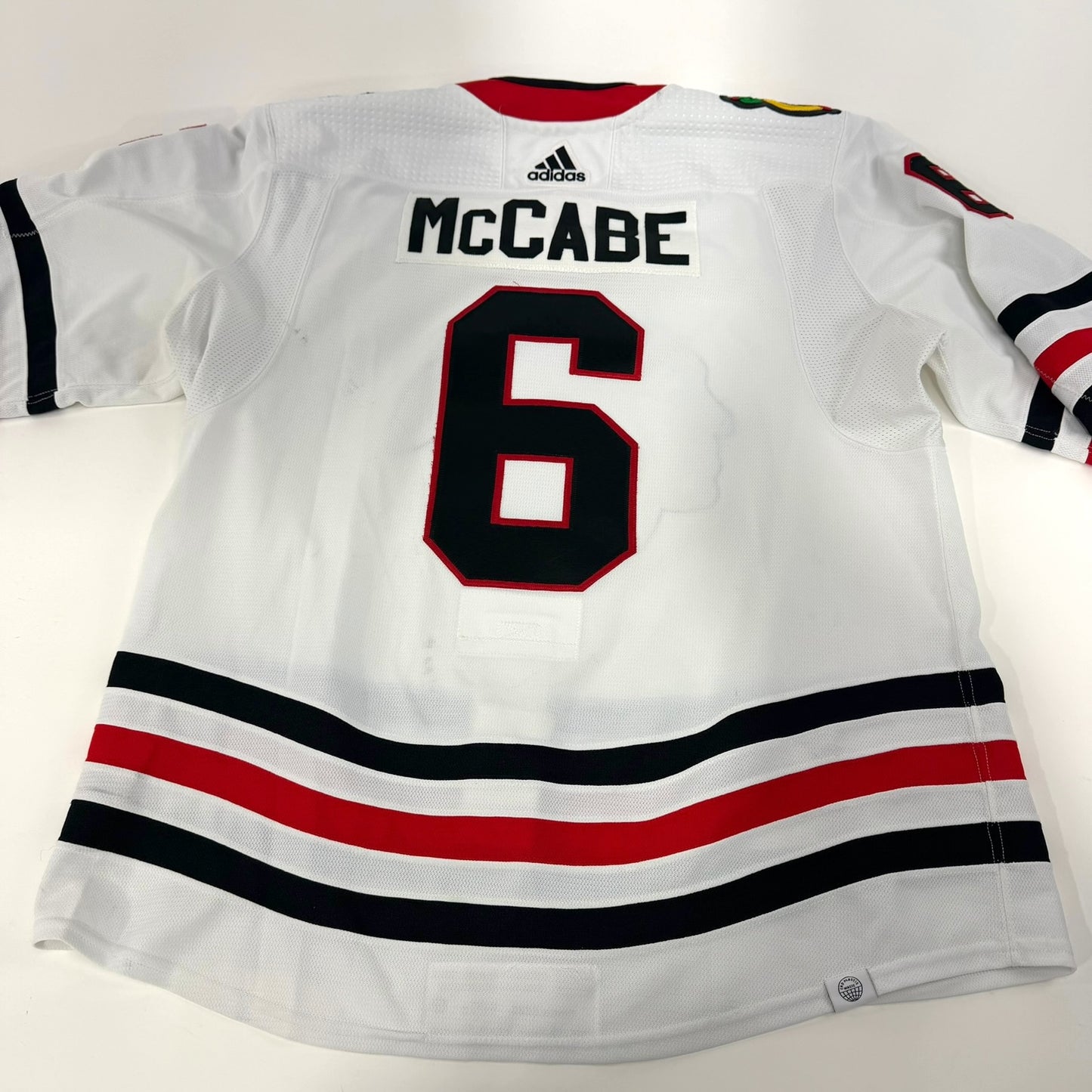 Jake McCabe #6 Away Chicago Blackhawks Game Worn Jersey 2022-2023 | Size 56 | 5896-25522