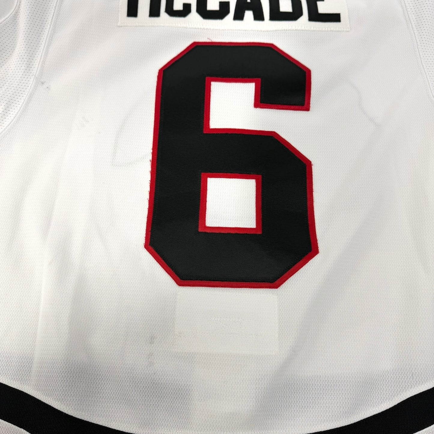 Jake McCabe #6 Away Chicago Blackhawks Game Worn Jersey 2022-2023 | Size 56 | 5896-25522