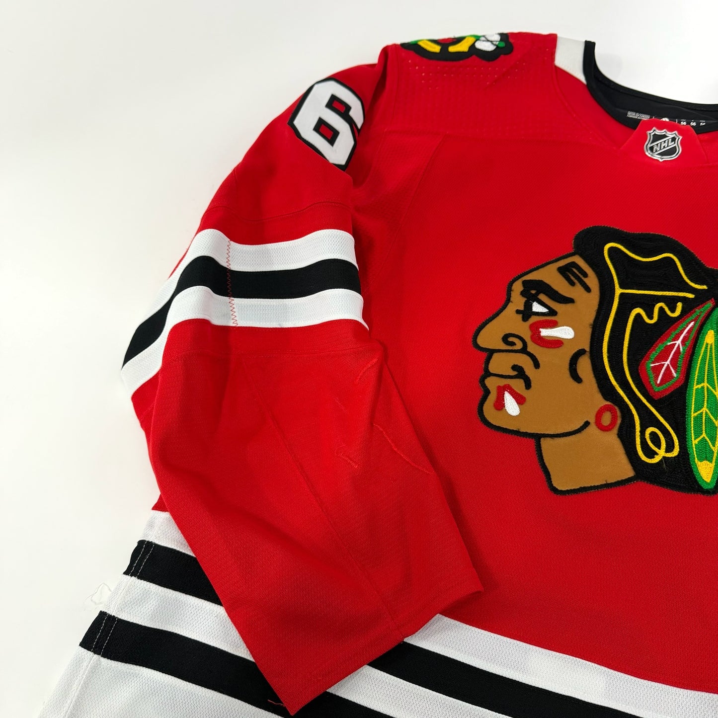 Jake McCabe #6 Home Chicago Blackhawks Game Worn Jersey 2022-2023, Set 1 | Size 56 | 8268-25481