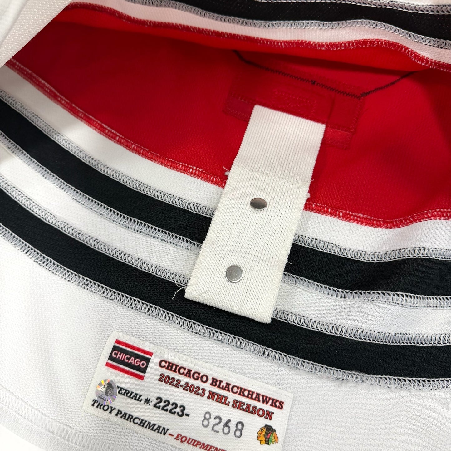 Jake McCabe #6 Home Chicago Blackhawks Game Worn Jersey 2022-2023, Set 1 | Size 56 | 8268-25481