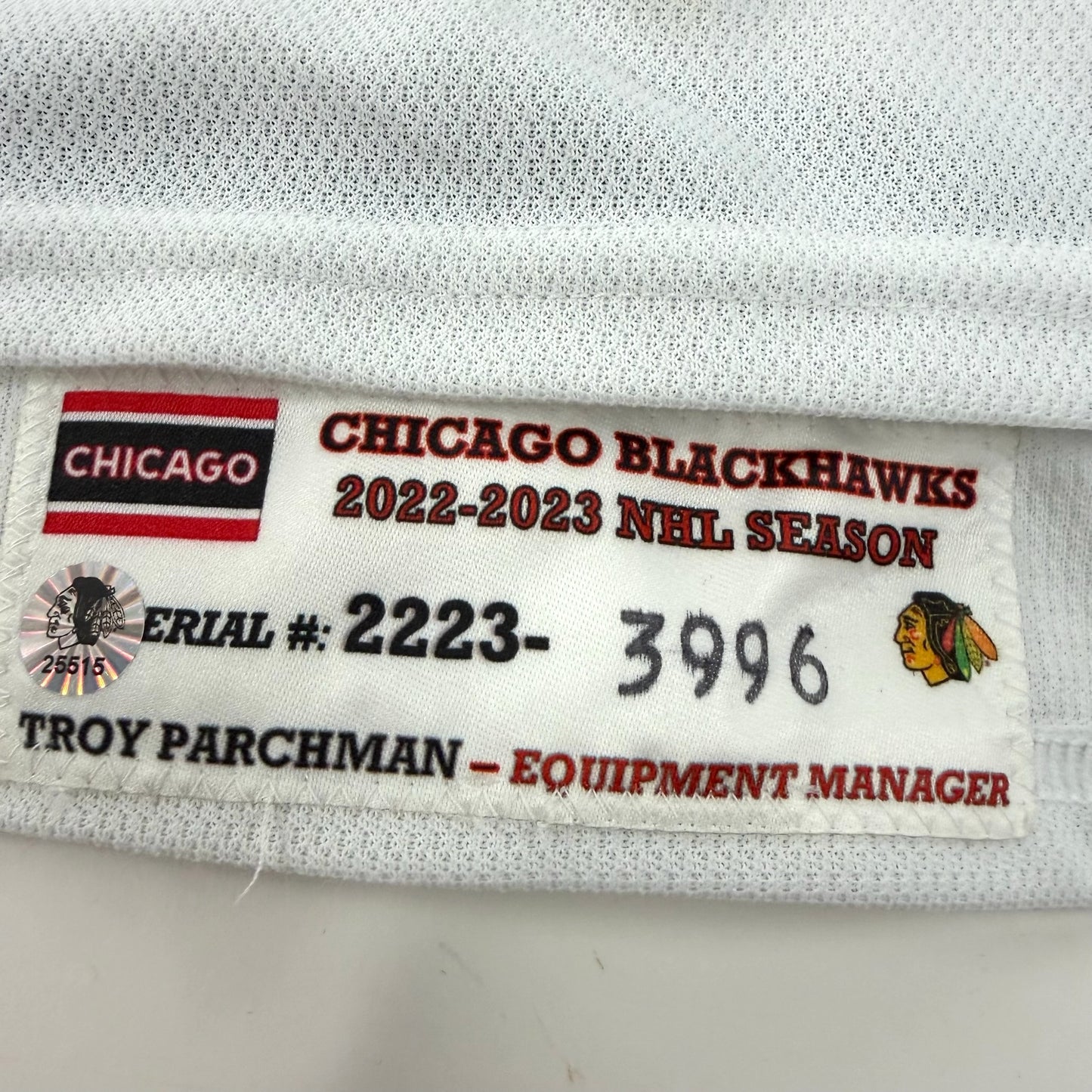 Jack Johnson #8 Away Chicago Blackhawks Game Worn Jersey 2022-2023, Set 2 | Size 58 | 3996-25515