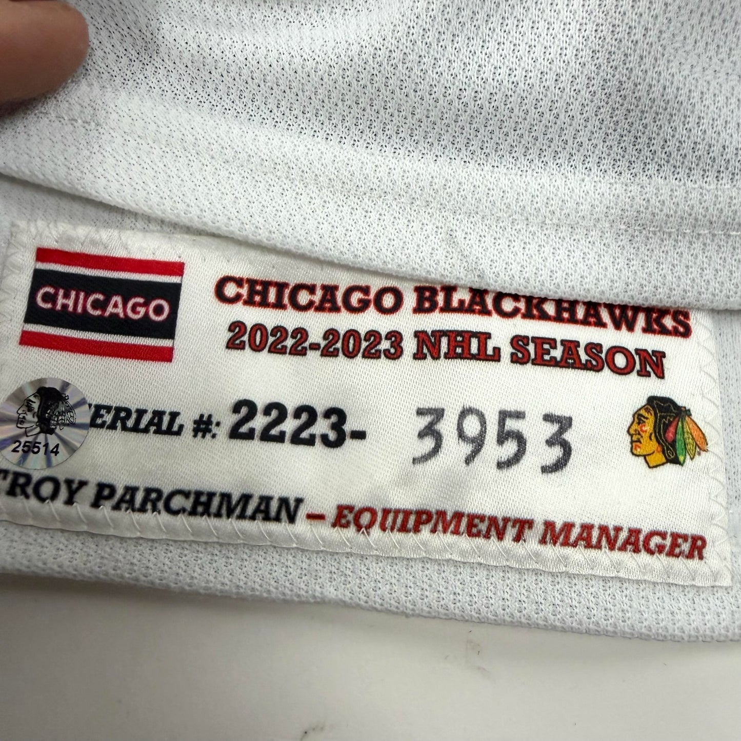 Jack Johnson #8 Away Chicago Blackhawks Game Worn Jersey 2022-2023, Set 1 | Size 58 | 3953-25514