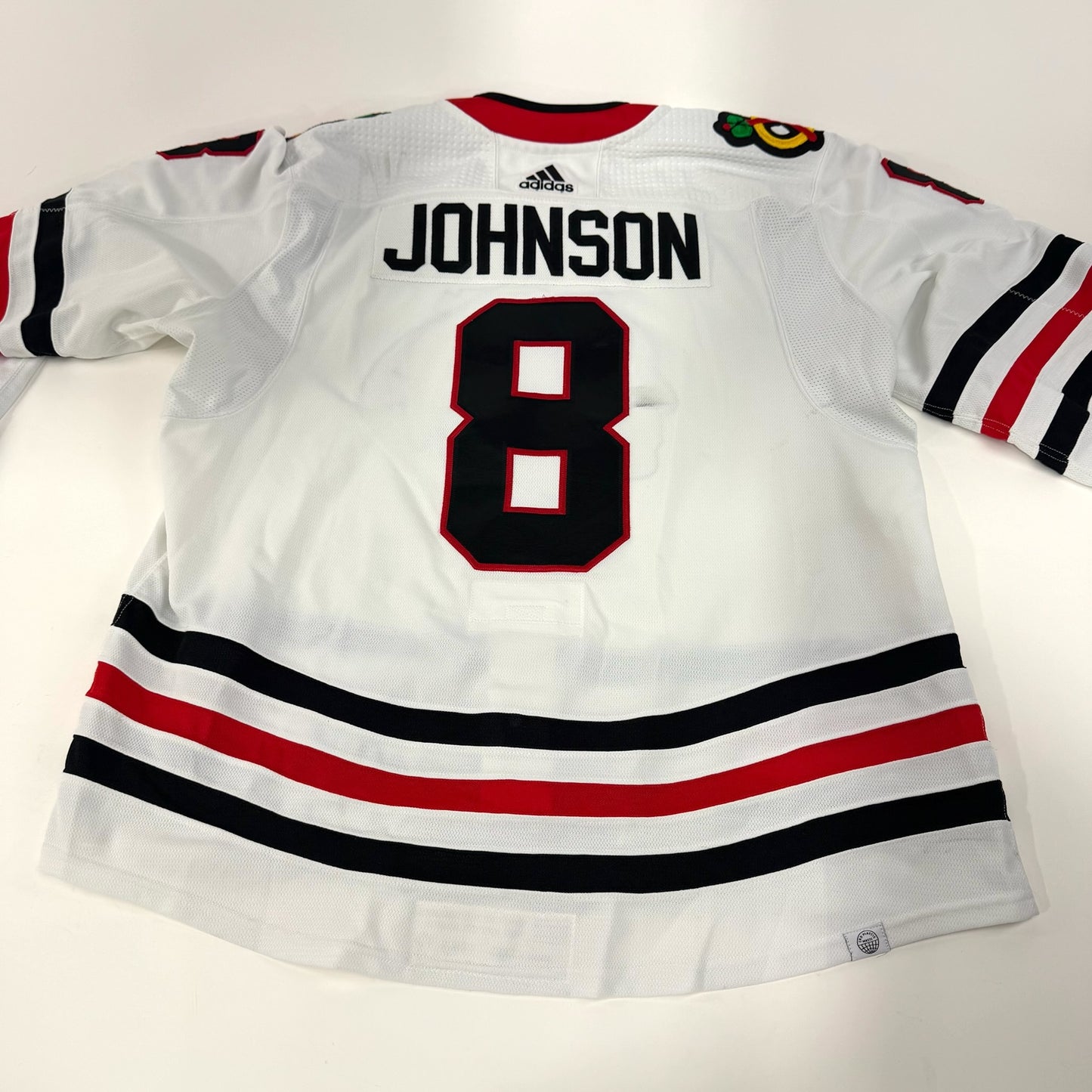 Jack Johnson #8 Away Chicago Blackhawks Game Worn Jersey 2022-2023, Set 1 | Size 58 | 3953-25514