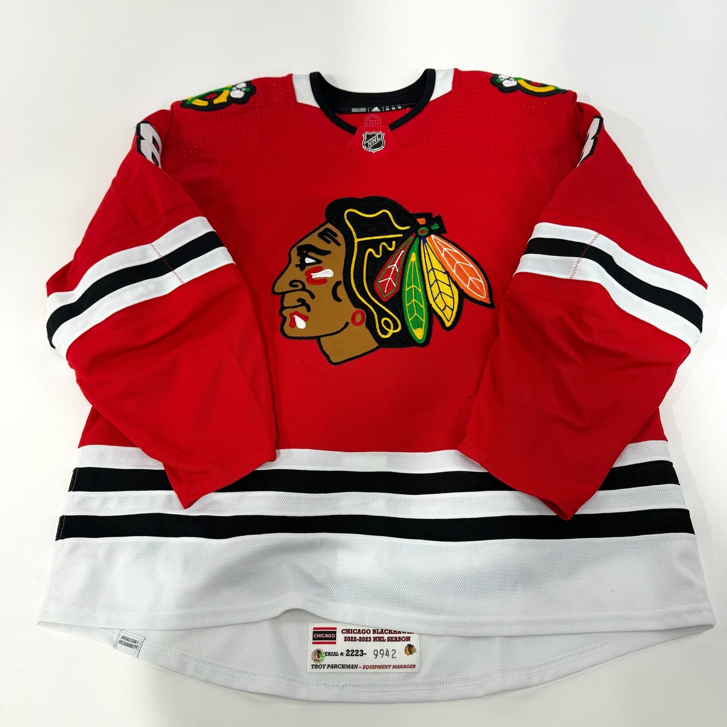 Jack Johnson #8 Home Chicago Blackhawks Game Worn Jersey 2022-2023, Set 2 | Size 58 | 9942-25491