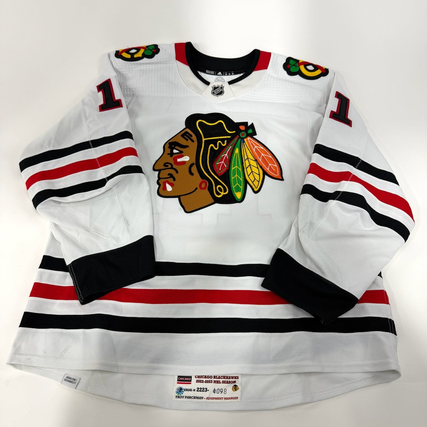 Taylor Raddysh #11 Away Chicago Blackhawks Game Worn Jersey 2022-2023, Set 1 | Size 56 | 4098-25517