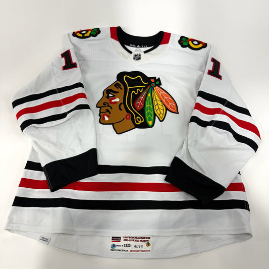 Taylor Raddysh #11 Away Chicago Blackhawks Game Worn Jersey 2022-2023, Set 1 | Size 56 | 4098-25517
