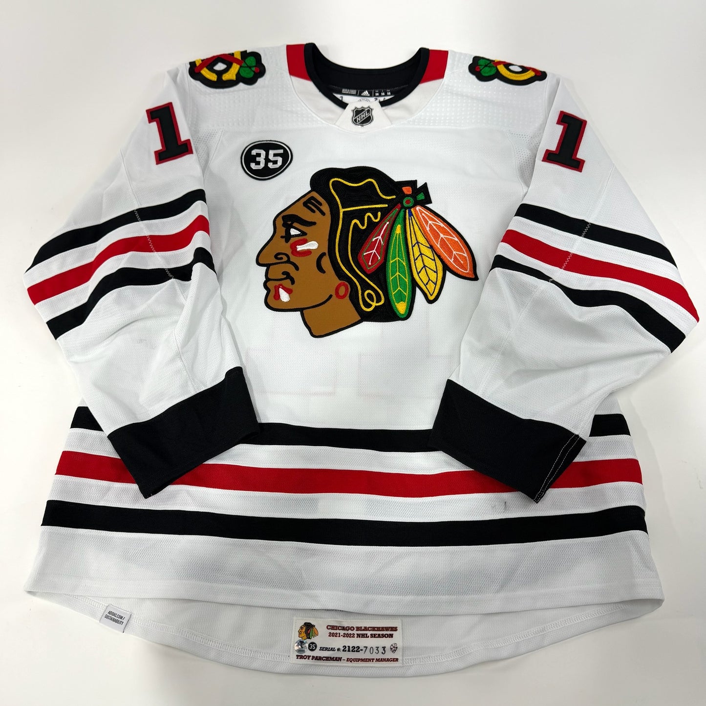 Taylor Raddysh #11 Away Chicago Blackhawks Game Worn Jersey 2021-2022, Set 1 | Size 56 | 7033-25544