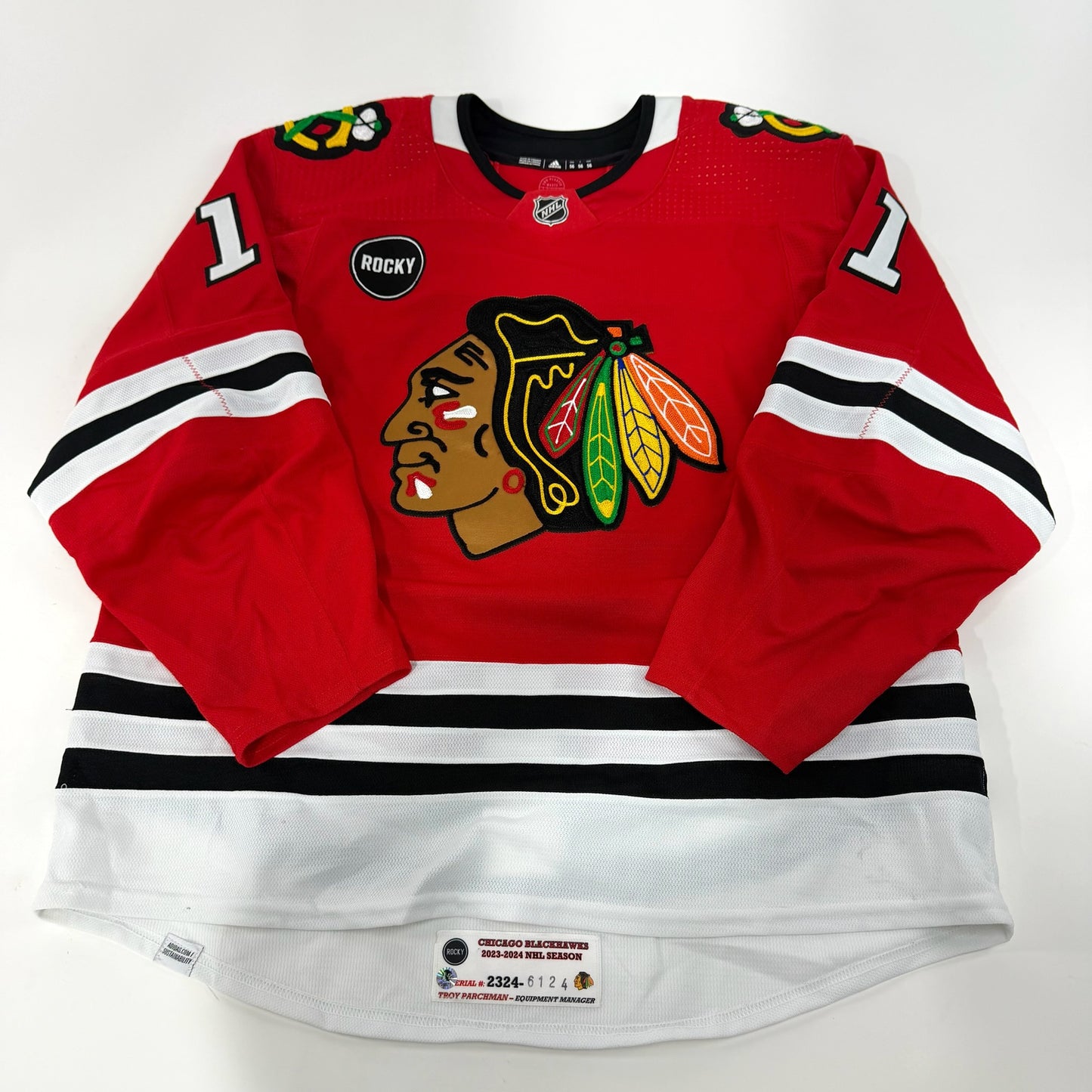 Taylor Raddysh #11 Home Chicago Blackhawks Game Worn Jersey 2023-2024, Set 2 | Size 56 | 6124-25571