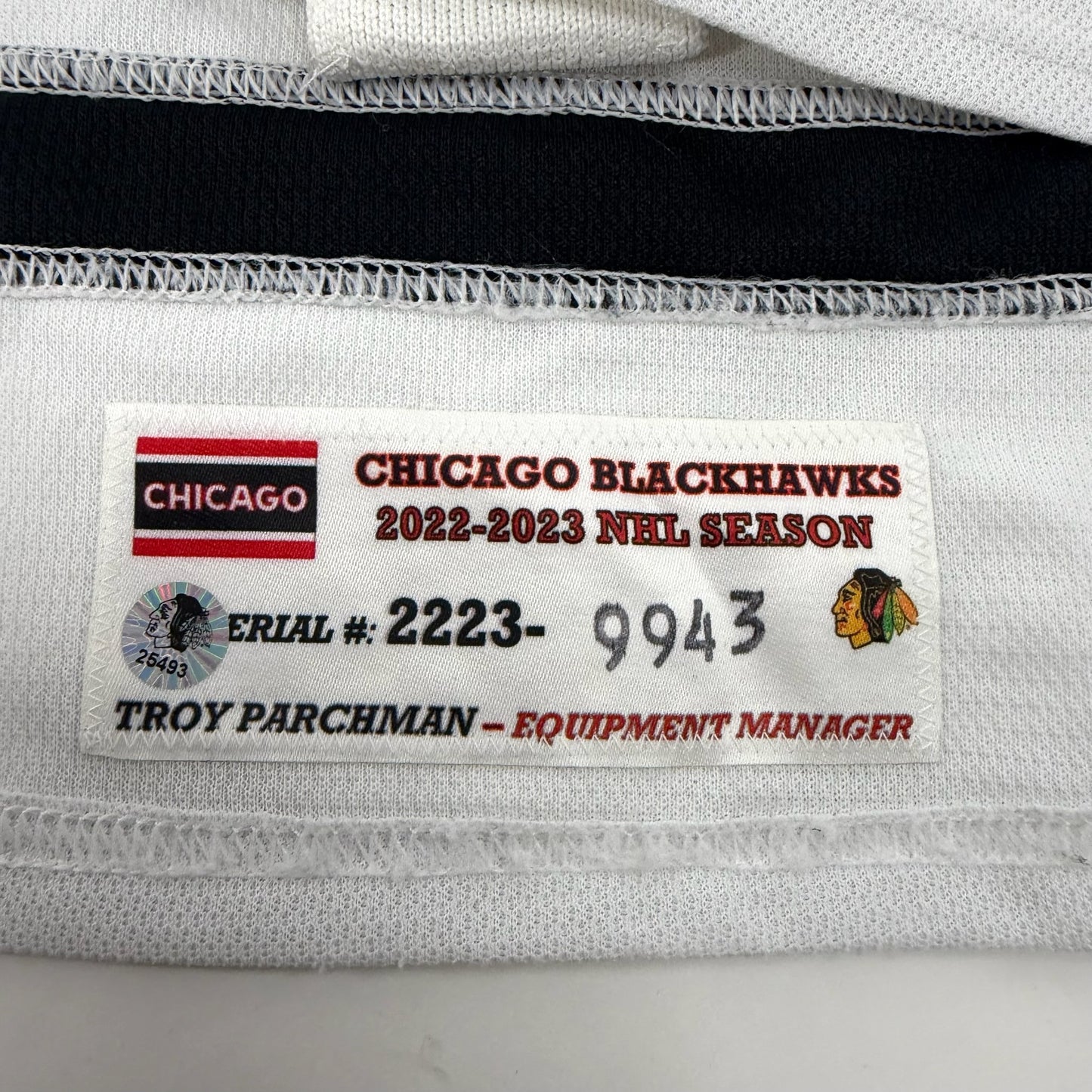 Taylor Raddysh #11 Home Chicago Blackhawks Game Worn Jersey 2022-2023, Set 1 | Size 56 | 9943-25493