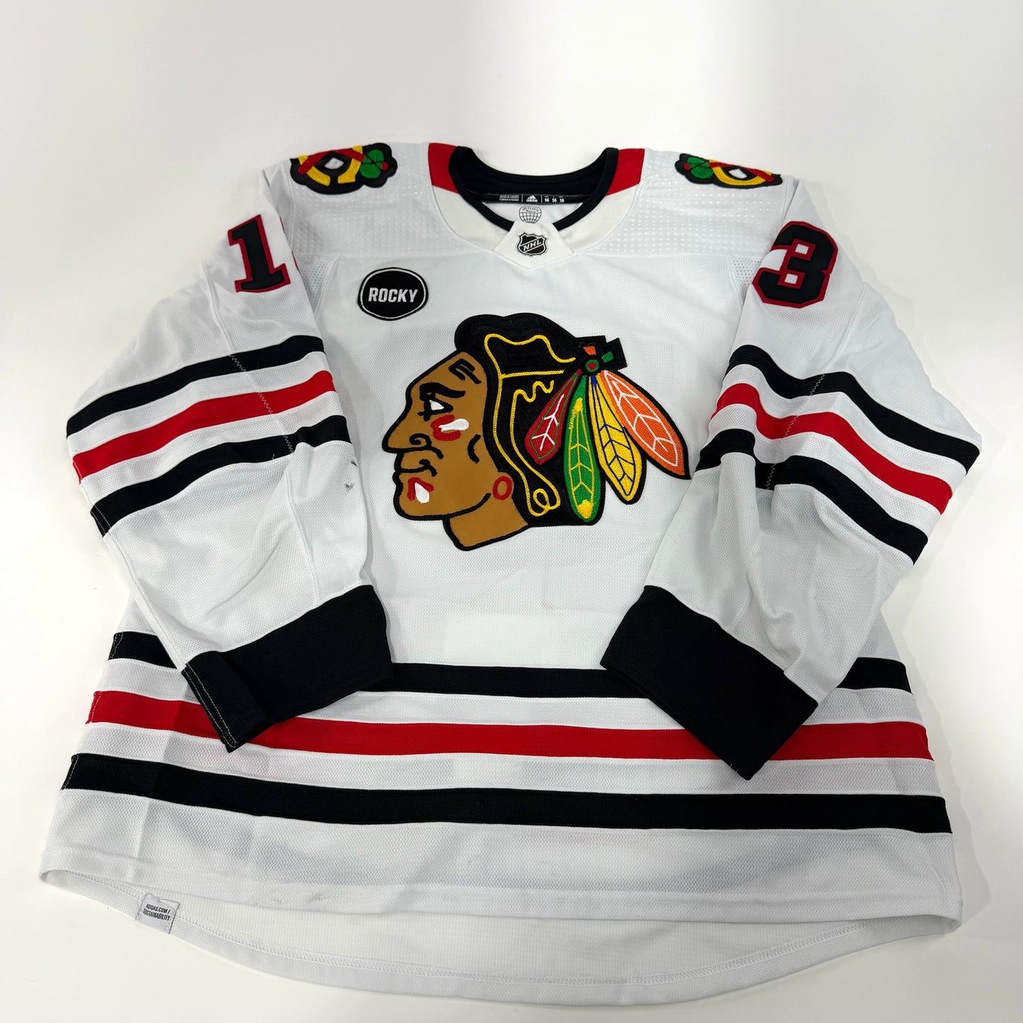 Zach Sanford #13 Away Chicago Blackhawks Team Issued Jersey 2023-2024, Set #2 | Size 56 | 25628