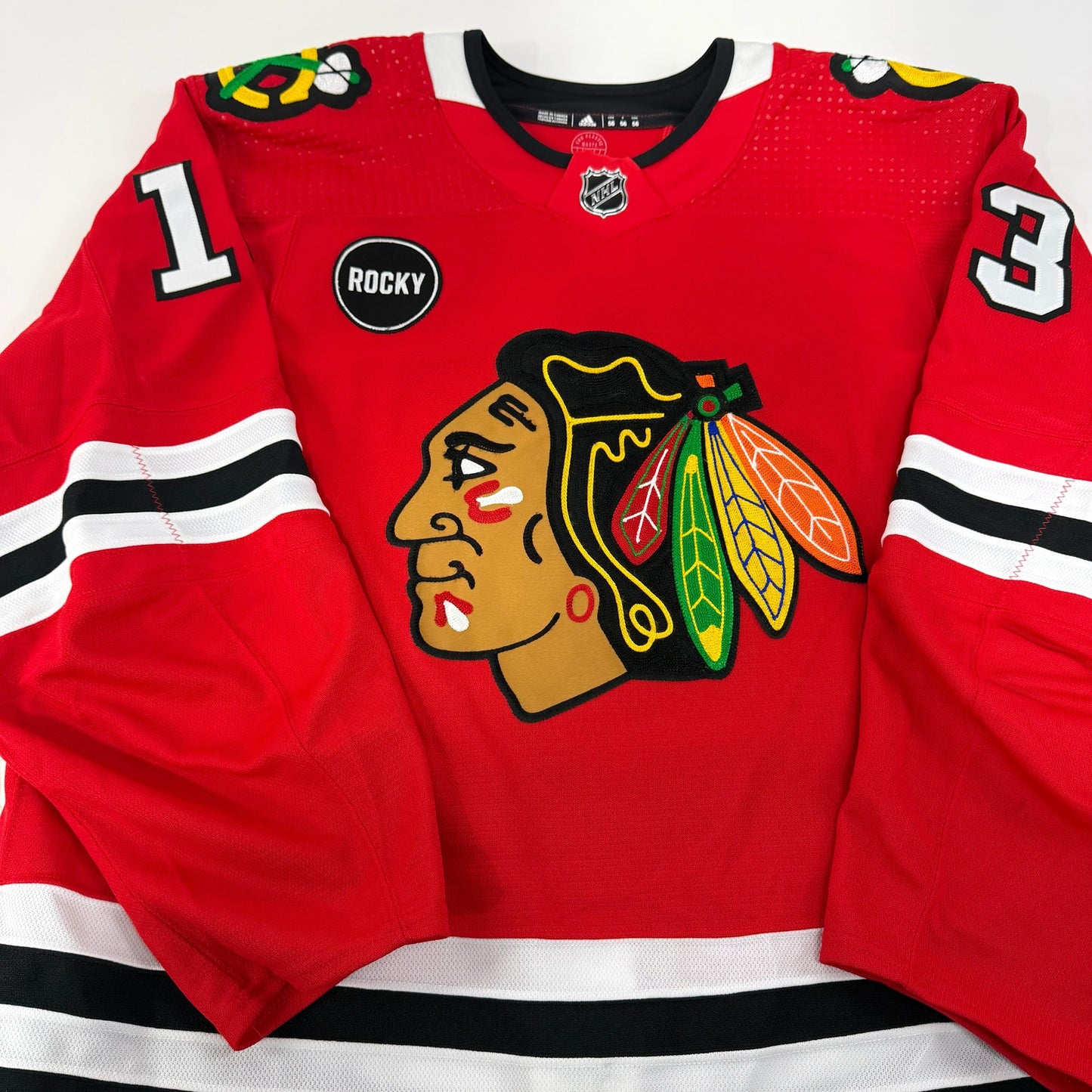 Zach Sanford #13 Home Chicago Blackhawks Game Worn Jersey 2023-2024 | Size 56 | 9413-25572