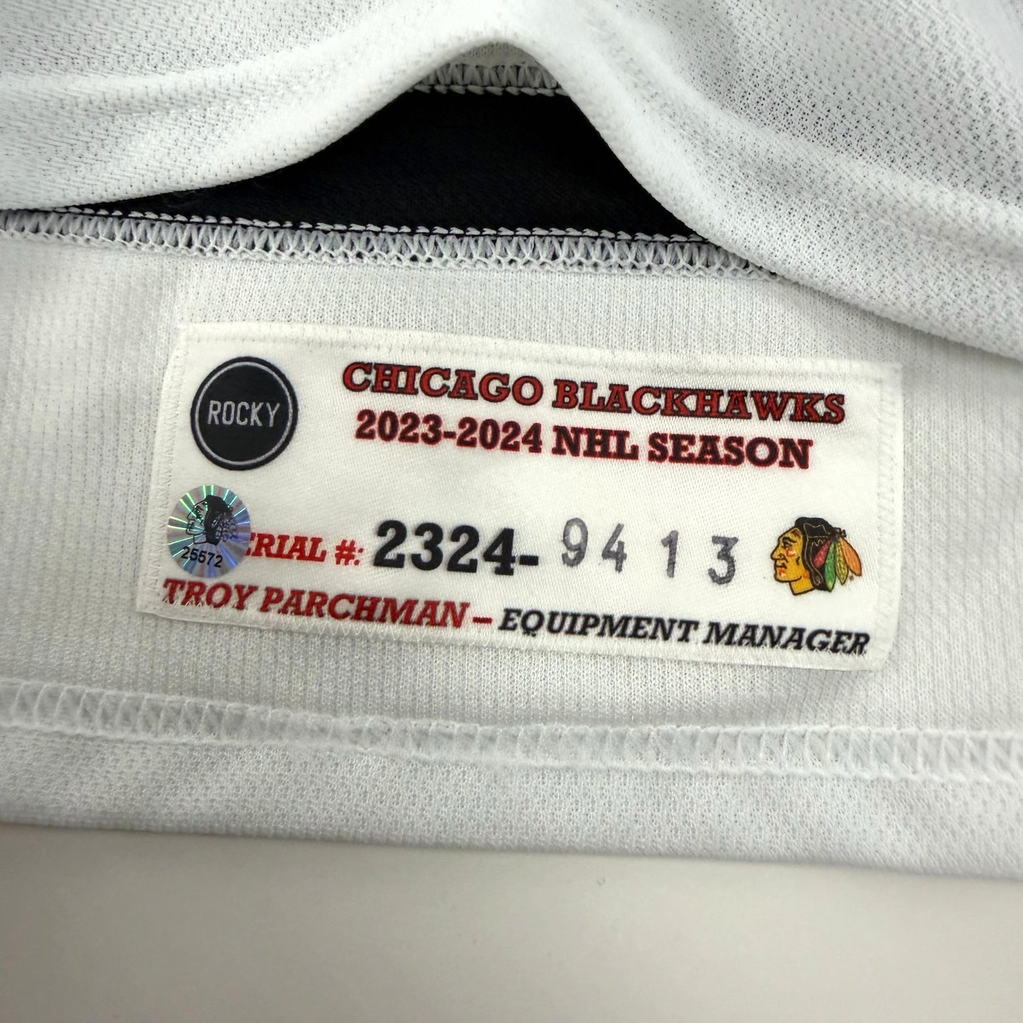 Zach Sanford #13 Home Chicago Blackhawks Game Worn Jersey 2023-2024 | Size 56 | 9413-25572