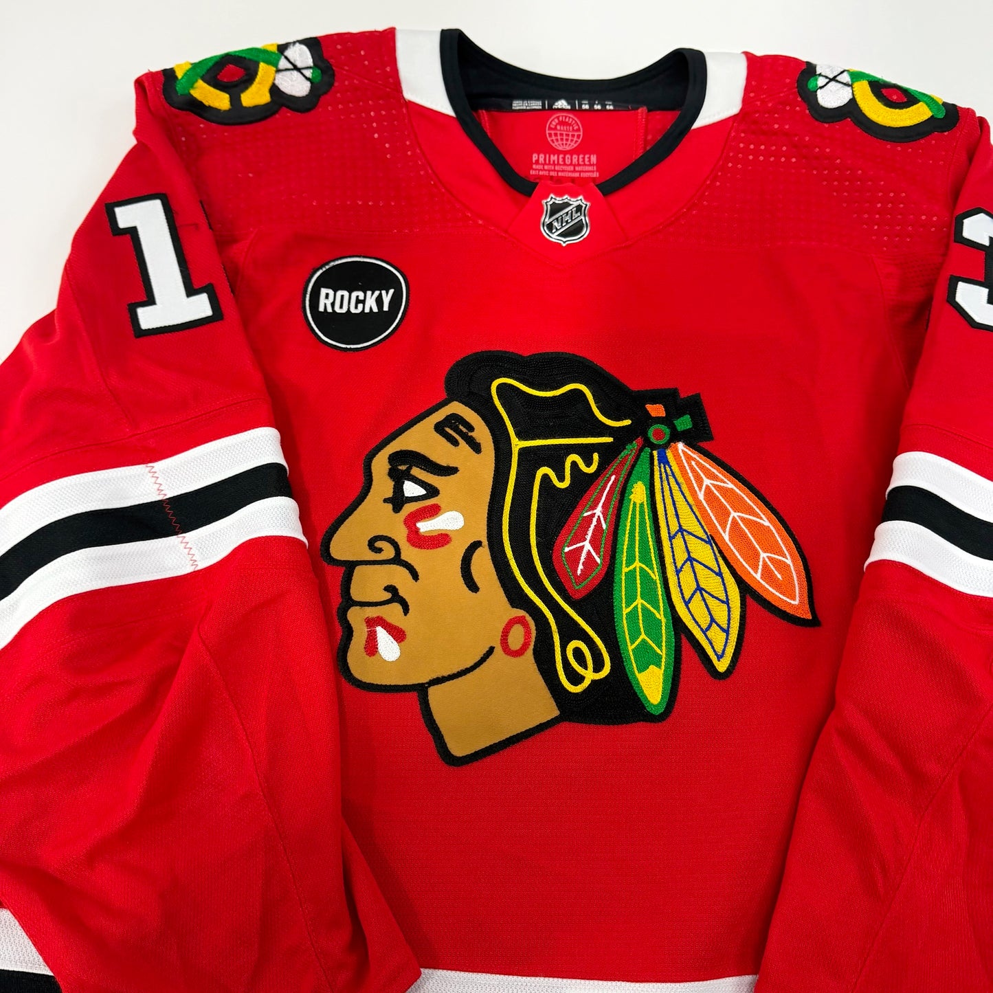 Zach Sanford #13 Home Chicago Blackhawks Game Worn Jersey 2023-2024, Set 1 | Size 56 | 6123-25573
