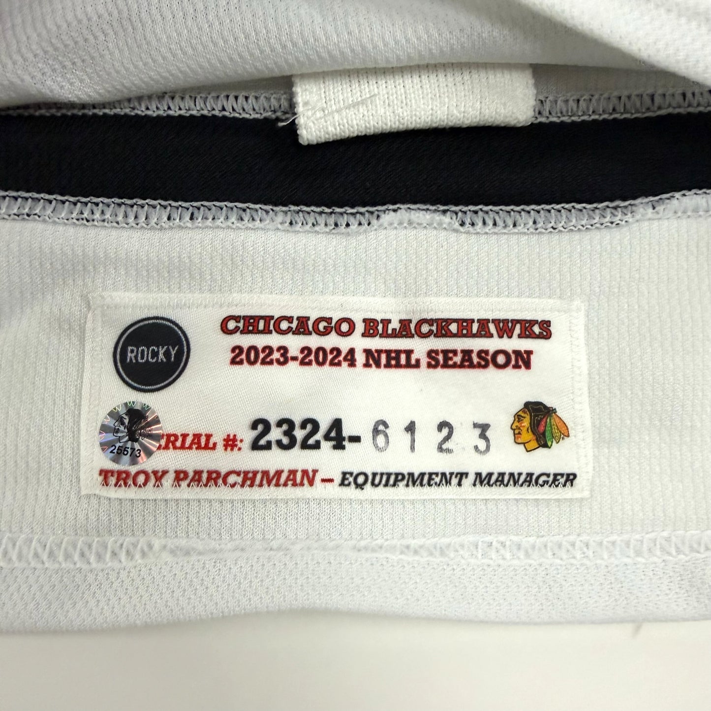 Zach Sanford #13 Home Chicago Blackhawks Game Worn Jersey 2023-2024, Set 1 | Size 56 | 6123-25573