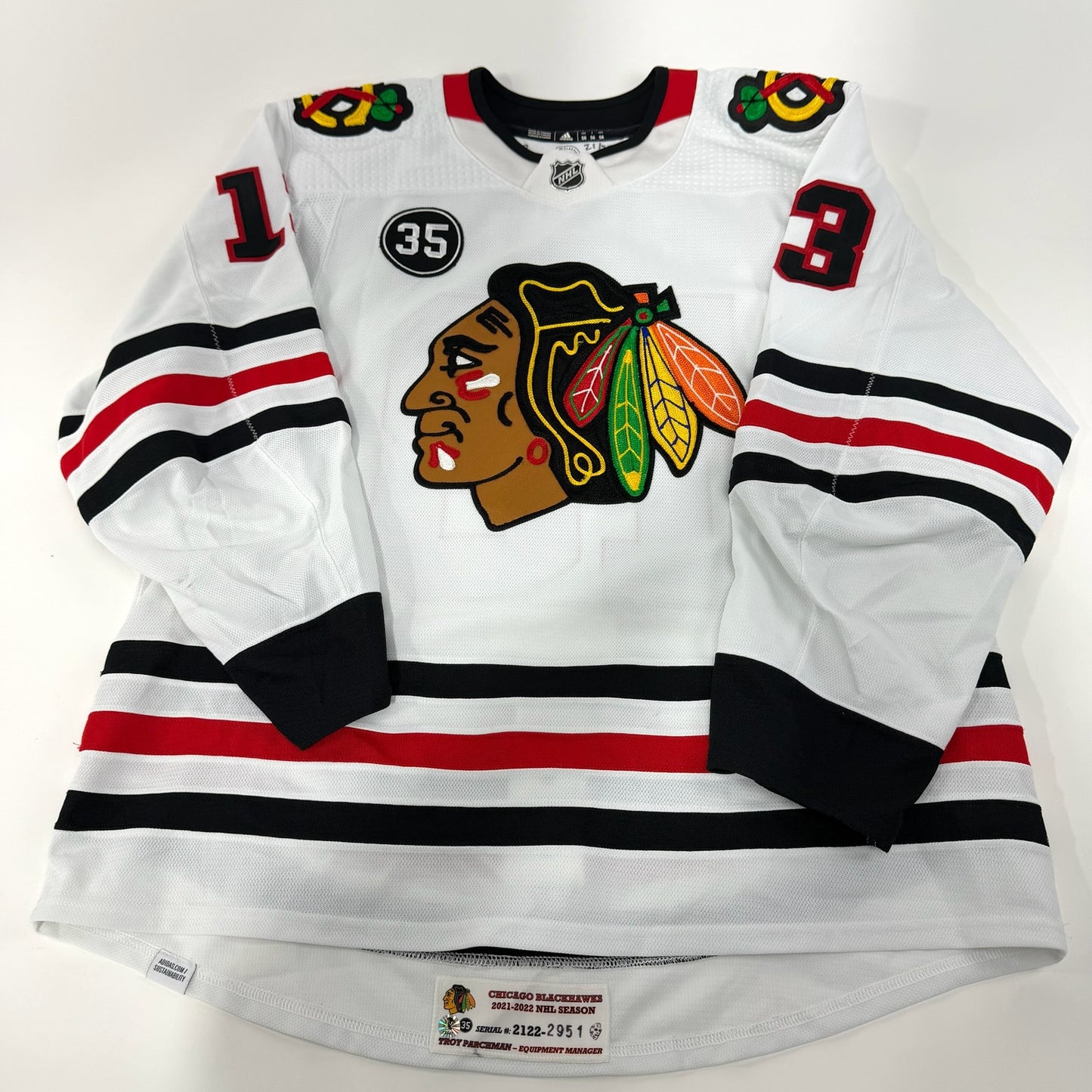 Henrik Borgstrom #13 Away Chicago Blackhawks Game Worn Jersey 2021-2022, Set 2 | Size 56 | 2951-25547
