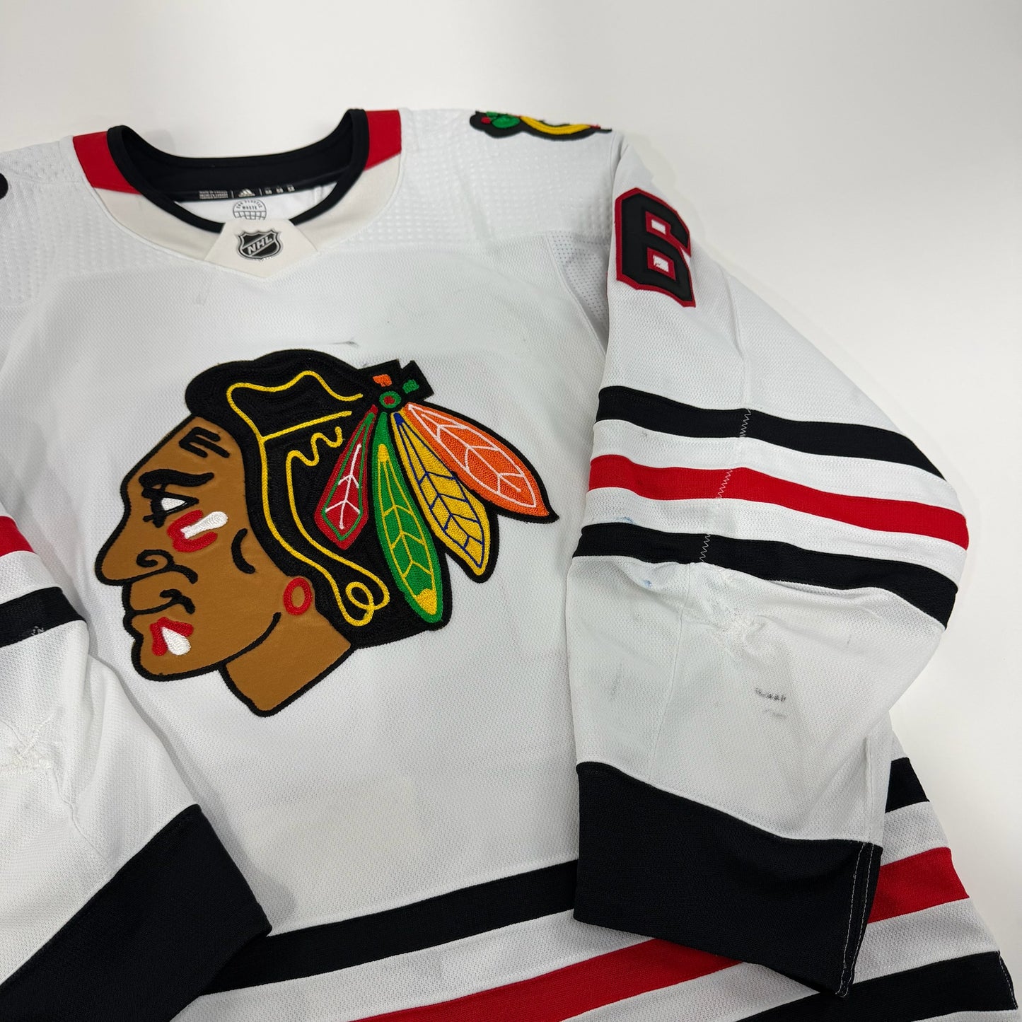 Jujhar Khaira #16 Away Chicago Blackhawks Game Worn Jersey 2022-2023, Set 2 | Size 58 | 4219-25532