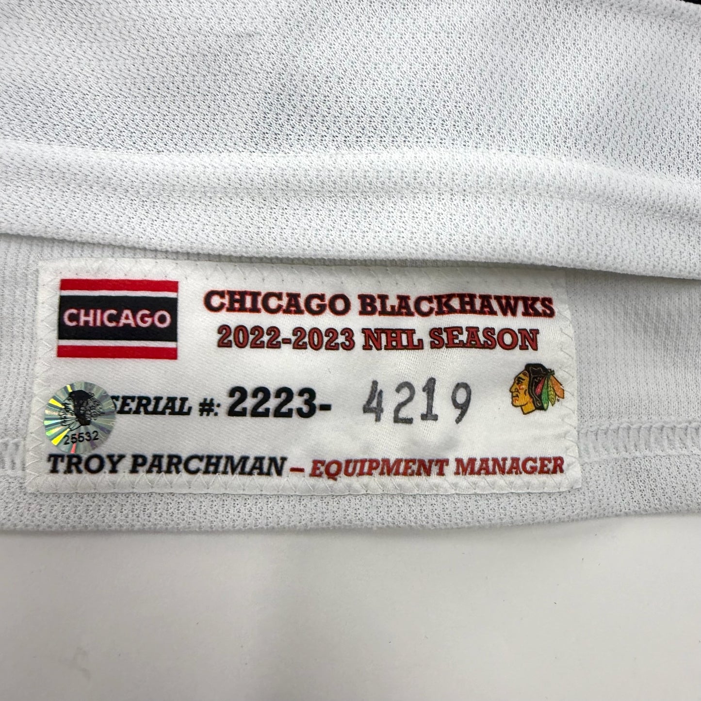 Jujhar Khaira #16 Away Chicago Blackhawks Game Worn Jersey 2022-2023, Set 2 | Size 58 | 4219-25532