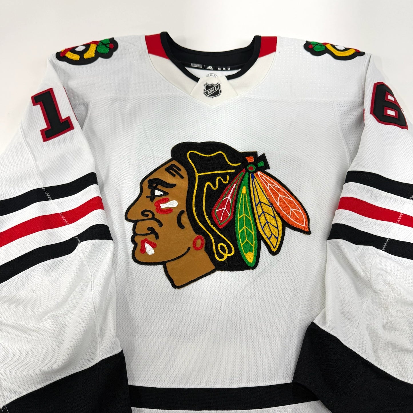 Jujhar Khaira #16 Away Chicago Blackhawks Game Worn Jersey 2022-2023, Set 2 | Size 58 | 4219-25532