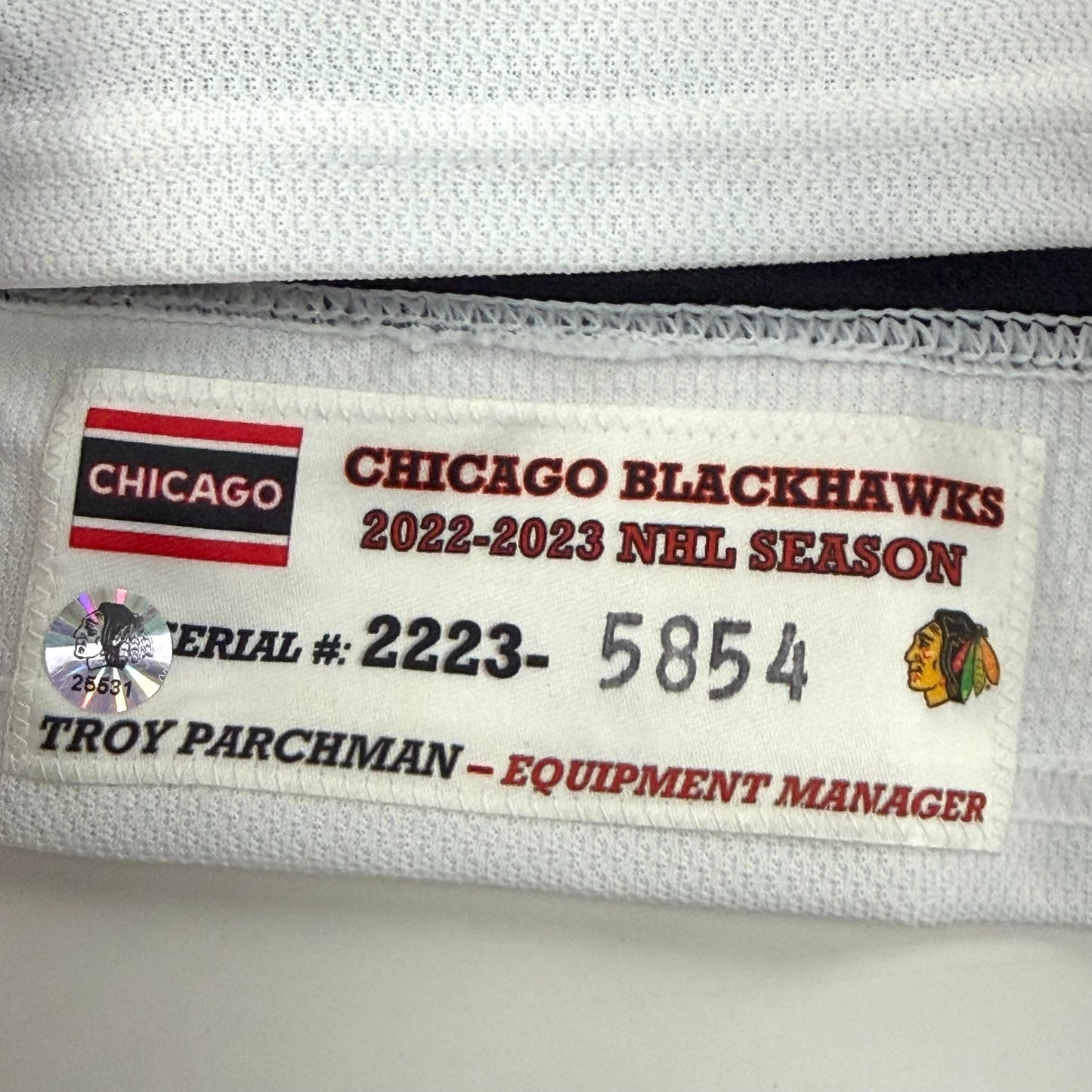 Jujhar Khaira #16 Away Chicago Blackhawks Game Worn Jersey 2022-2023, Set 2 | Size 58 | 4219-25532