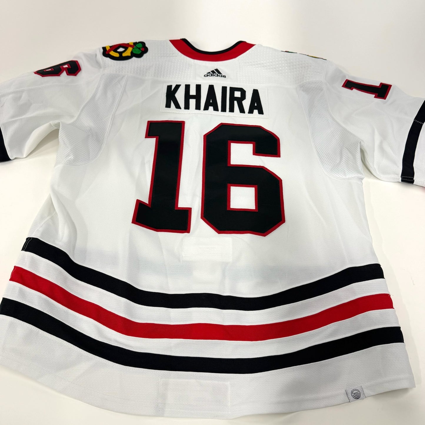 Jujhar Khaira #16 Away Chicago Blackhawks Game Worn Jersey 2022-2023, Set 2 | Size 58 | 4219-25532