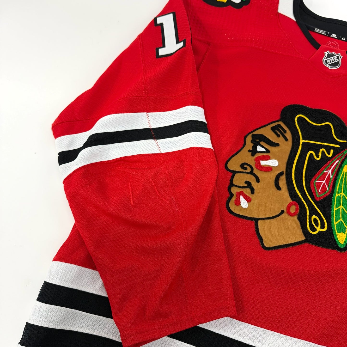 Jujhar Khaira #16 Home Chicago Blackhawks Game Worn Jersey 2022-2023, Set 1 | Size 58 | 9781-25478
