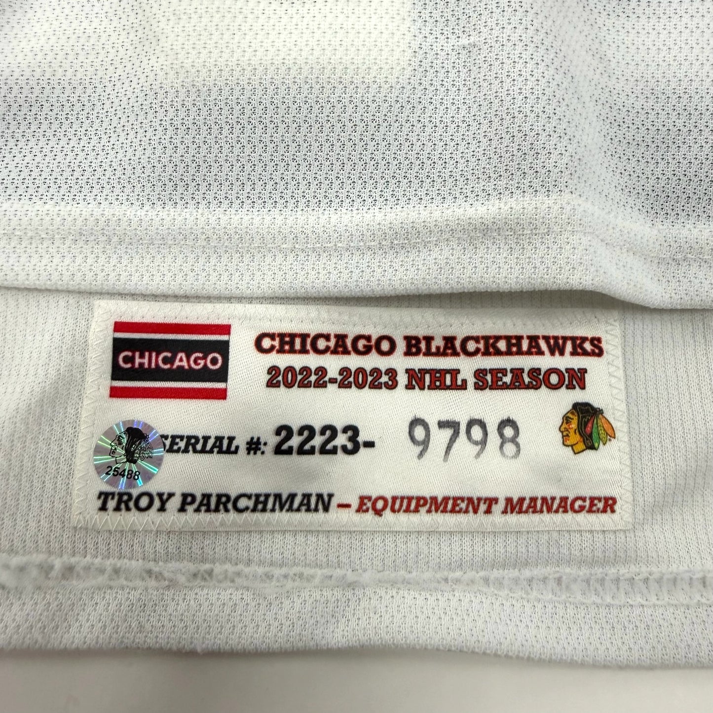 Jujhar Khaira #16 Home Chicago Blackhawks Game Worn Jersey 2022-2023, Set 2 | Size 58 | 9798-25488