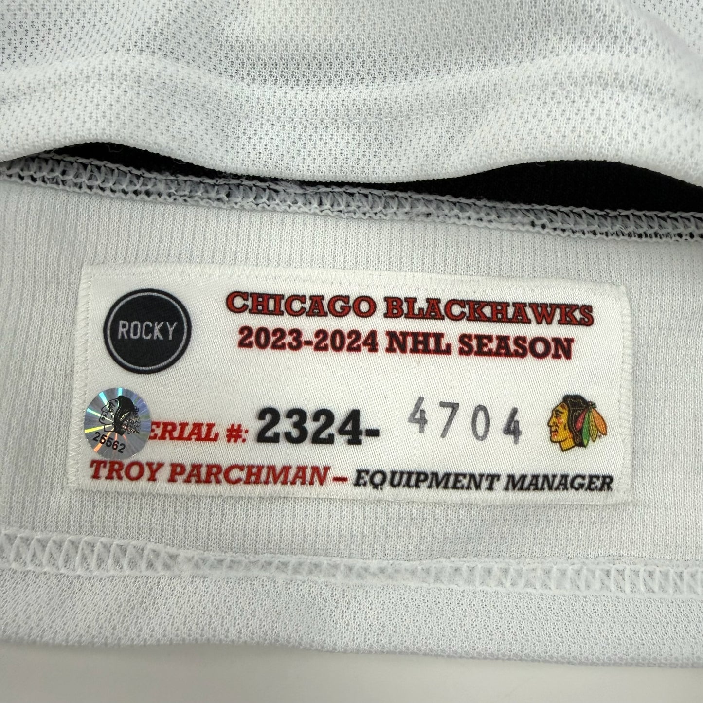 Rem Pitlick #20 Home Chicago Blackhawks Game Worn Jersey 2023-2024, Set 1 | Size 56 | 4704-25562