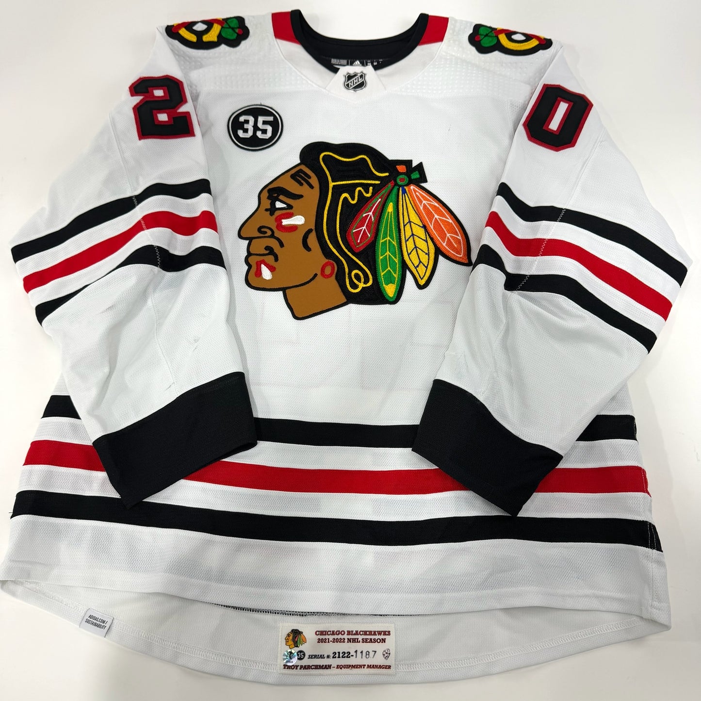 Brett Connolly #20 Away Chicago Blackhawks Game Worn Jersey 2021-2022, Set 1 | Size 56 | 1187-25548
