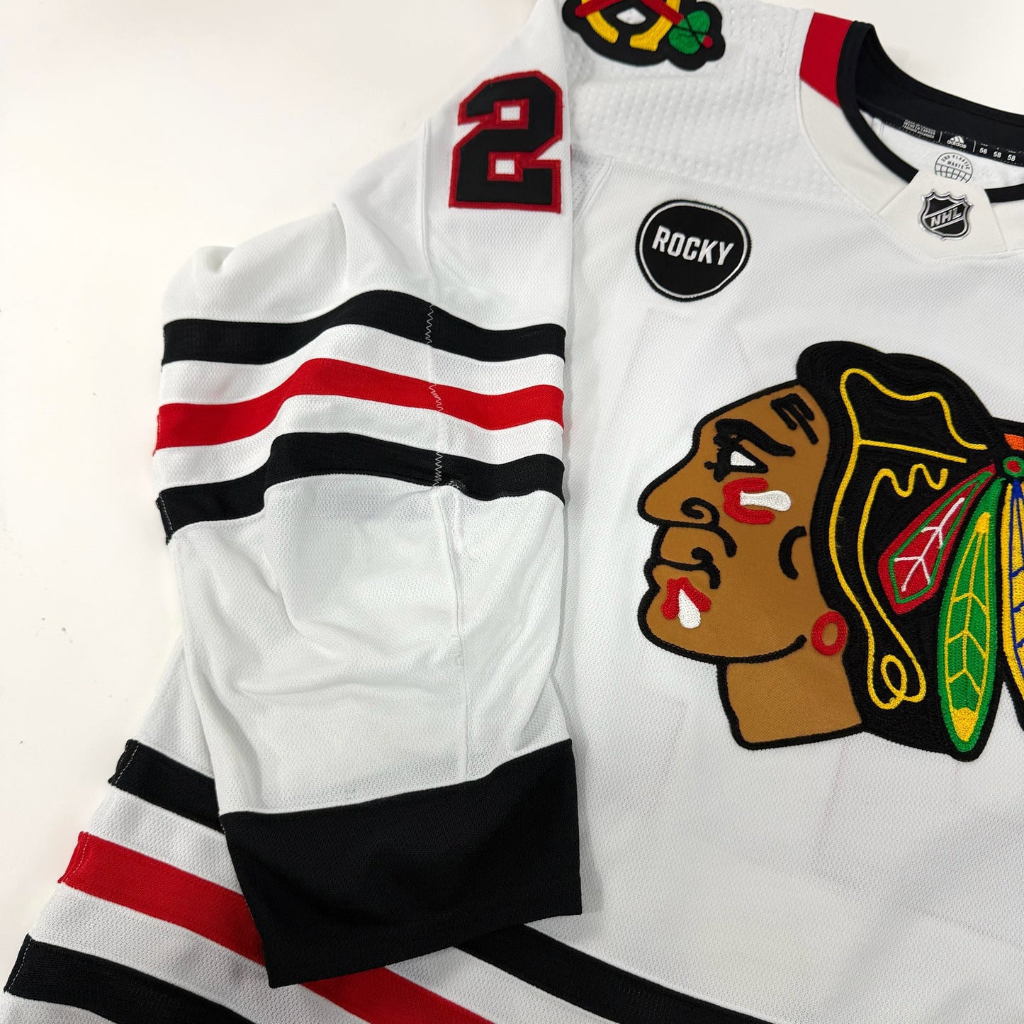 Jaycob Megna #24 Away Chicago Blackhawks Game Worn Jersey 2023-2024 | Size 58 | 1287-25583