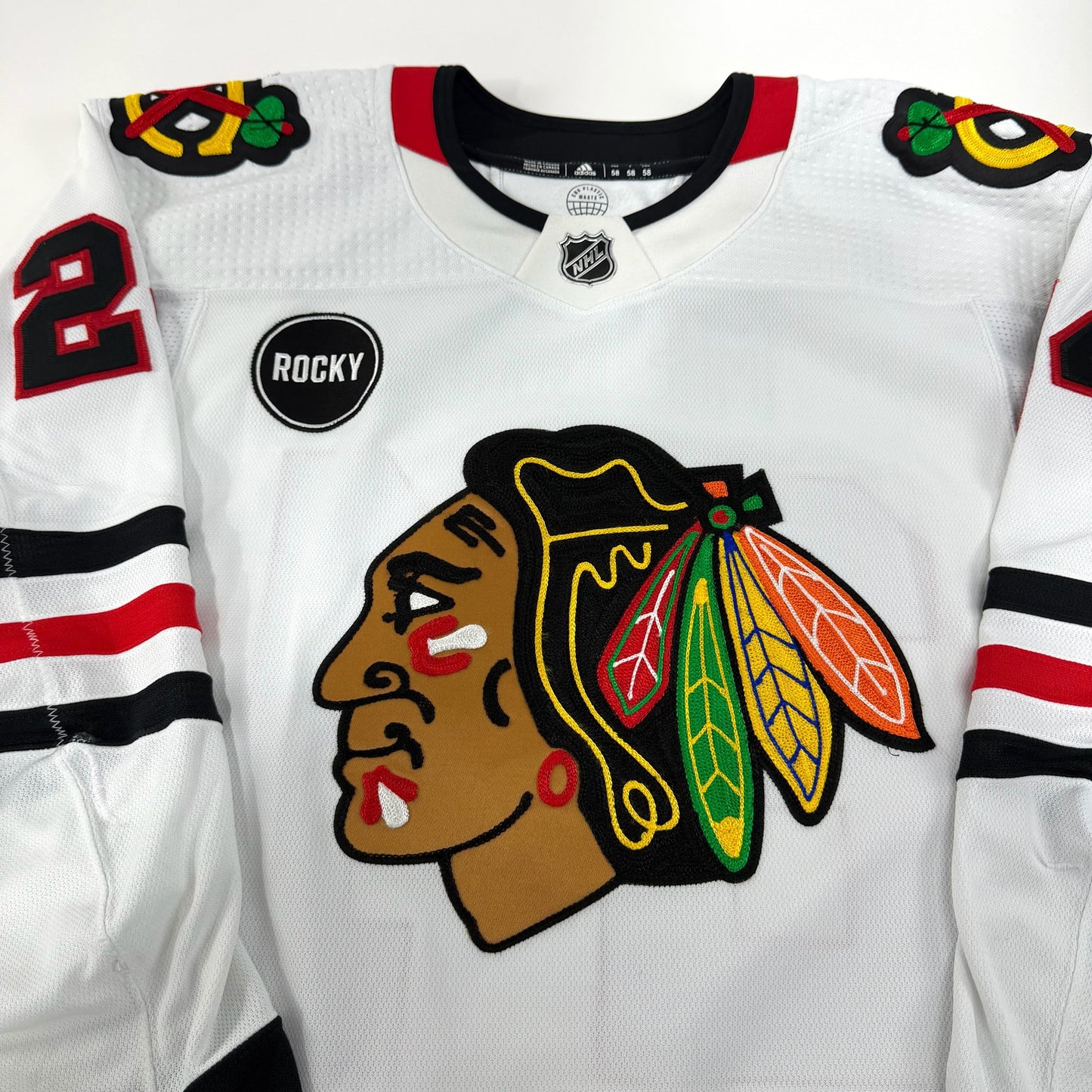 Jaycob Megna #24 Away Chicago Blackhawks Game Worn Jersey 2023-2024 | Size 58 | 1287-25583
