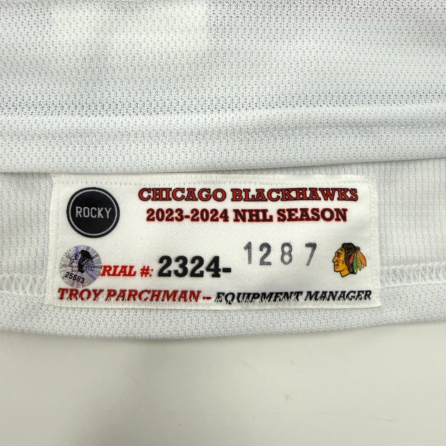 Jaycob Megna #24 Away Chicago Blackhawks Game Worn Jersey 2023-2024 | Size 58 | 1287-25583