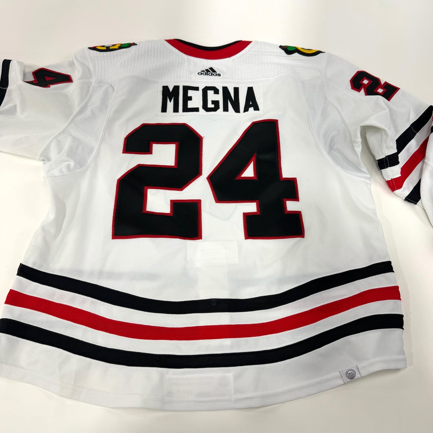 Jaycob Megna #24 Away Chicago Blackhawks Game Worn Jersey 2023-2024 | Size 58 | 1287-25583