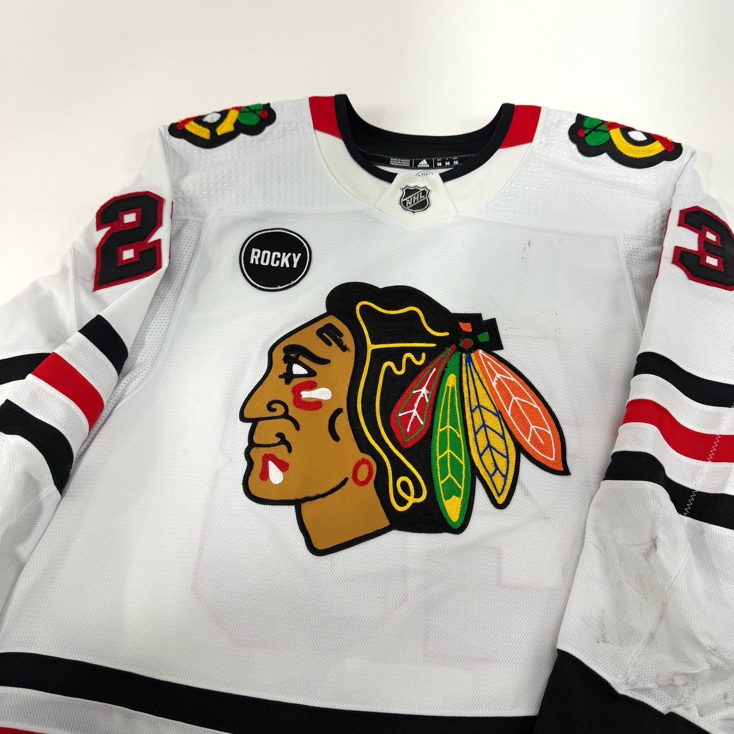 Philipp Kurashev #23 Away Chicago Blackhawks Game Worn Jersey 2023-2024, Set 2 | Size 56 | 1119-25580
