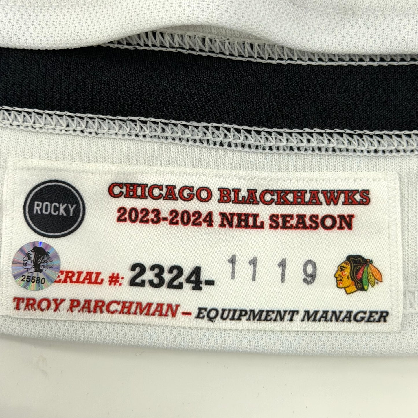 Philipp Kurashev #23 Away Chicago Blackhawks Game Worn Jersey 2023-2024, Set 2 | Size 56 | 1119-25580