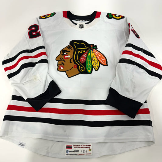 Philipp Kurashev #23 Away Chicago Blackhawks Game Worn Jersey 2022-2023, Set 1 | Size 56 | 4206-25535