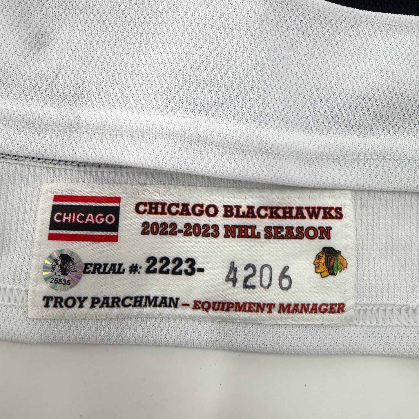 Philipp Kurashev #23 Away Chicago Blackhawks Game Worn Jersey 2022-2023, Set 1 | Size 56 | 4206-25535
